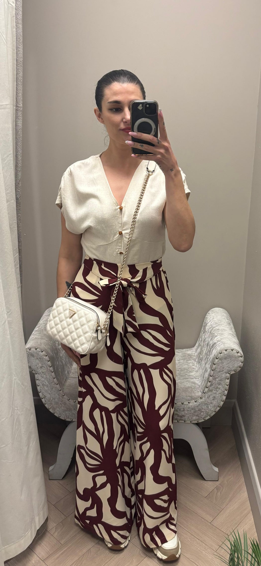 Musa beige frill sleeve top