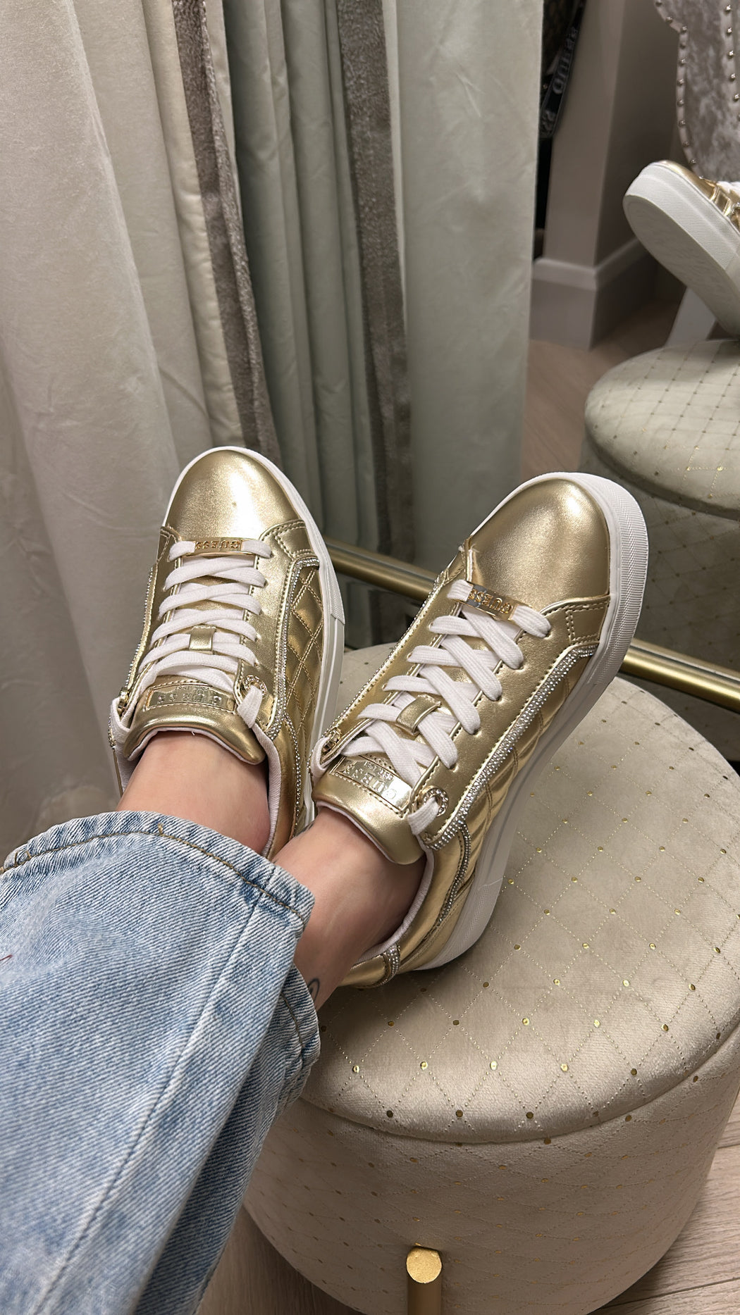 Guess gold quilted sneaker flpgraeke12