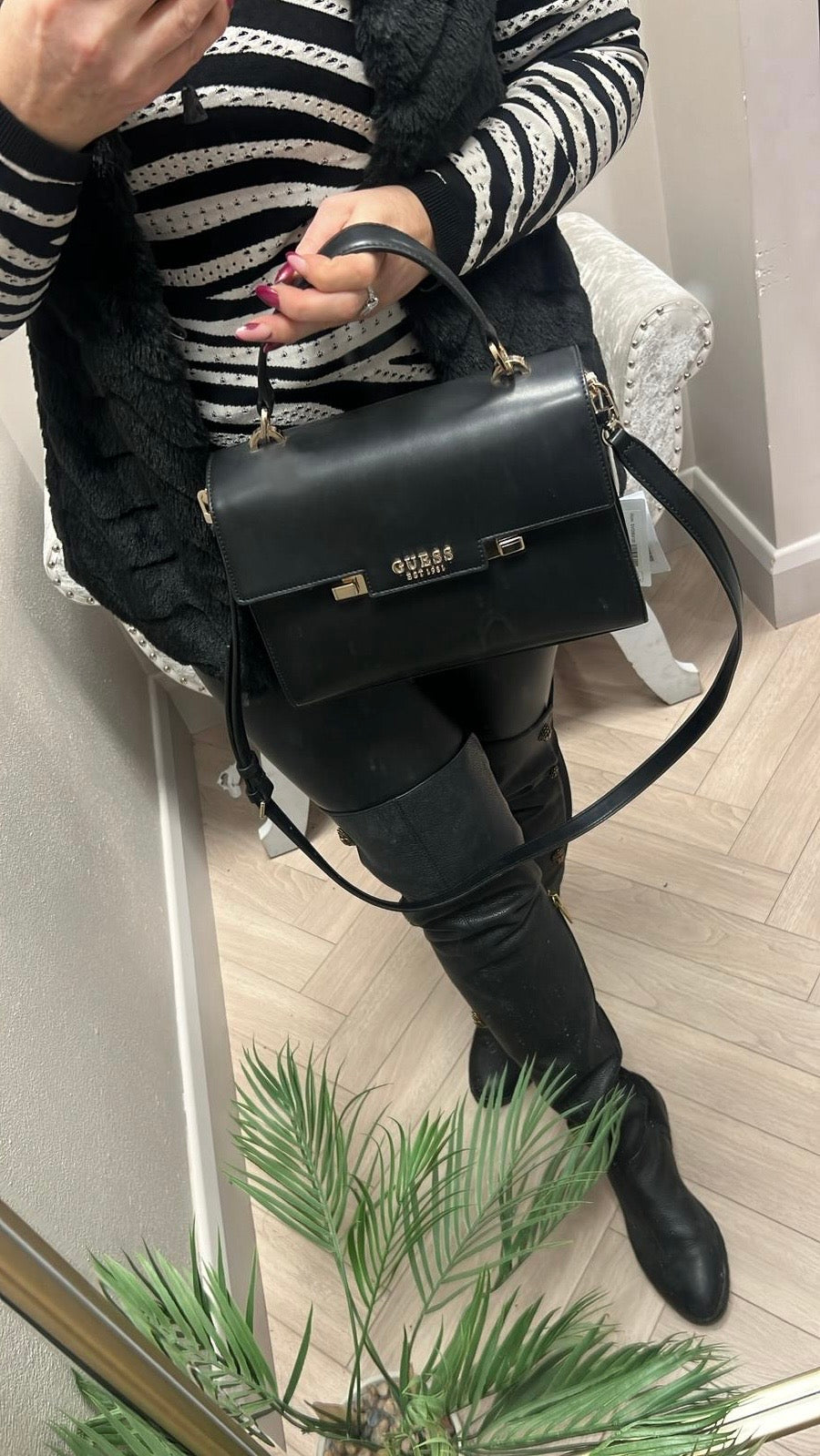 EVG964120 black eco aldith satchel bag