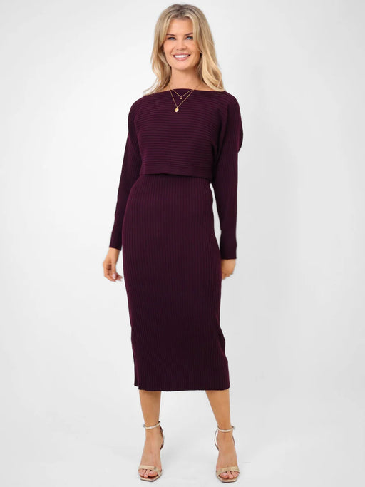 AMELIA KNIT DRESS IN MULBERRY