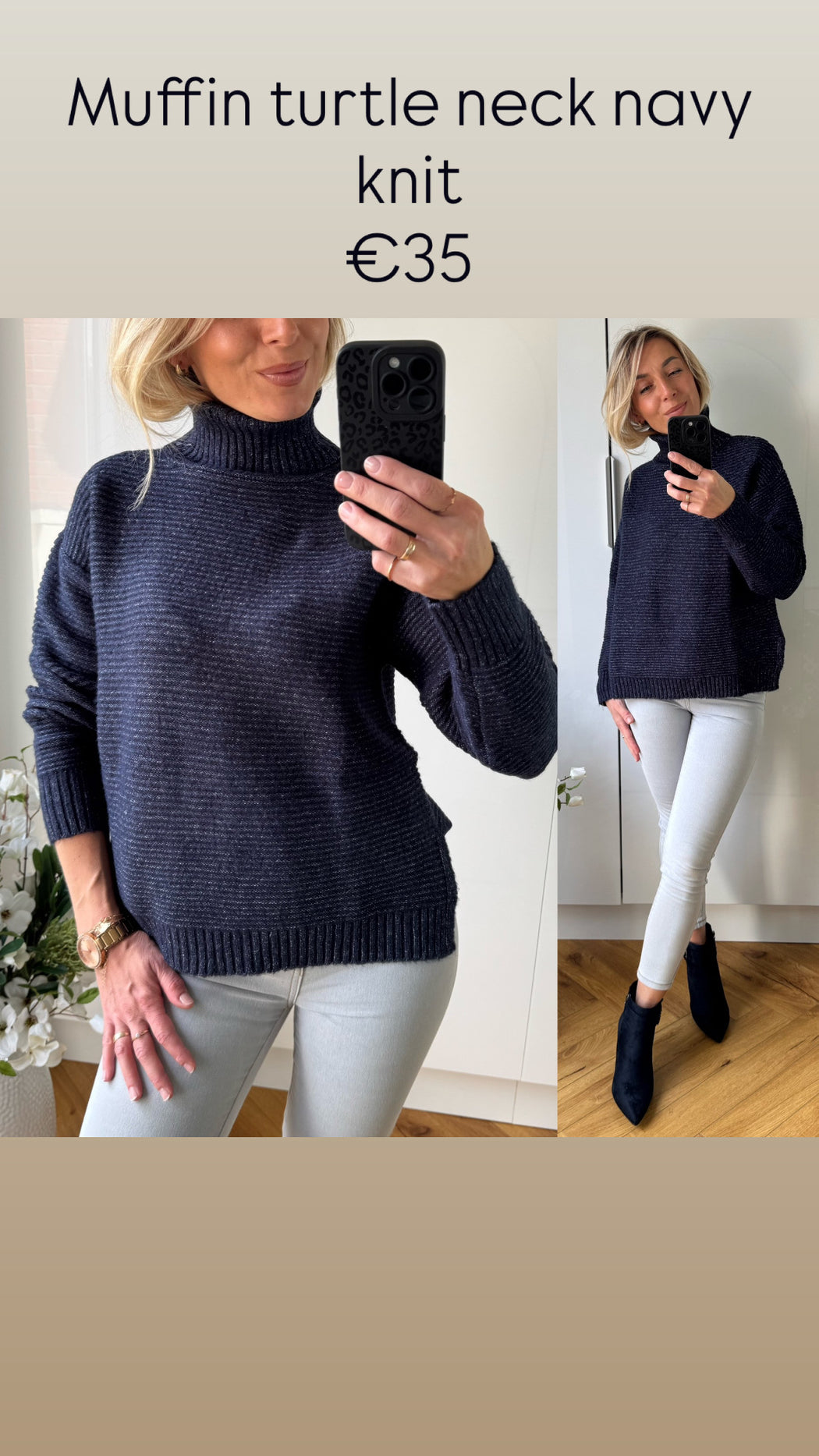 Muffin turtle neck navy knit