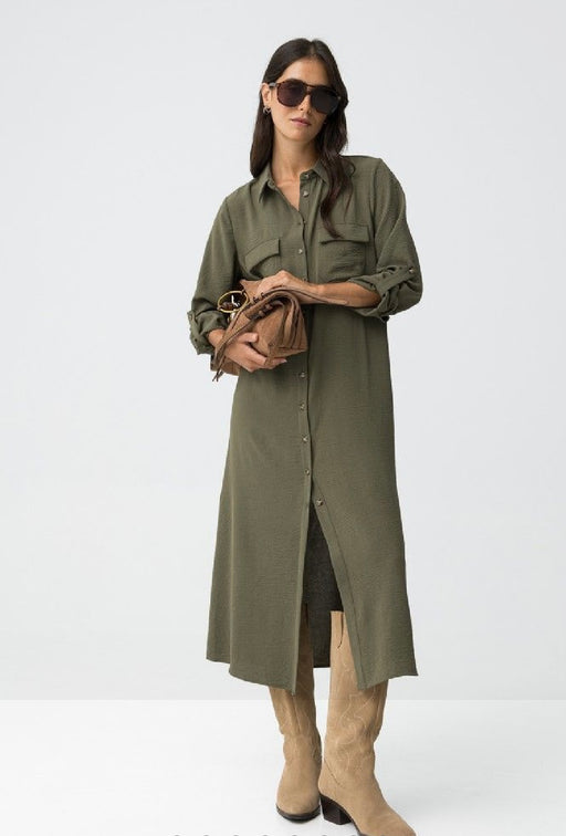 Estrela khaki midi dress