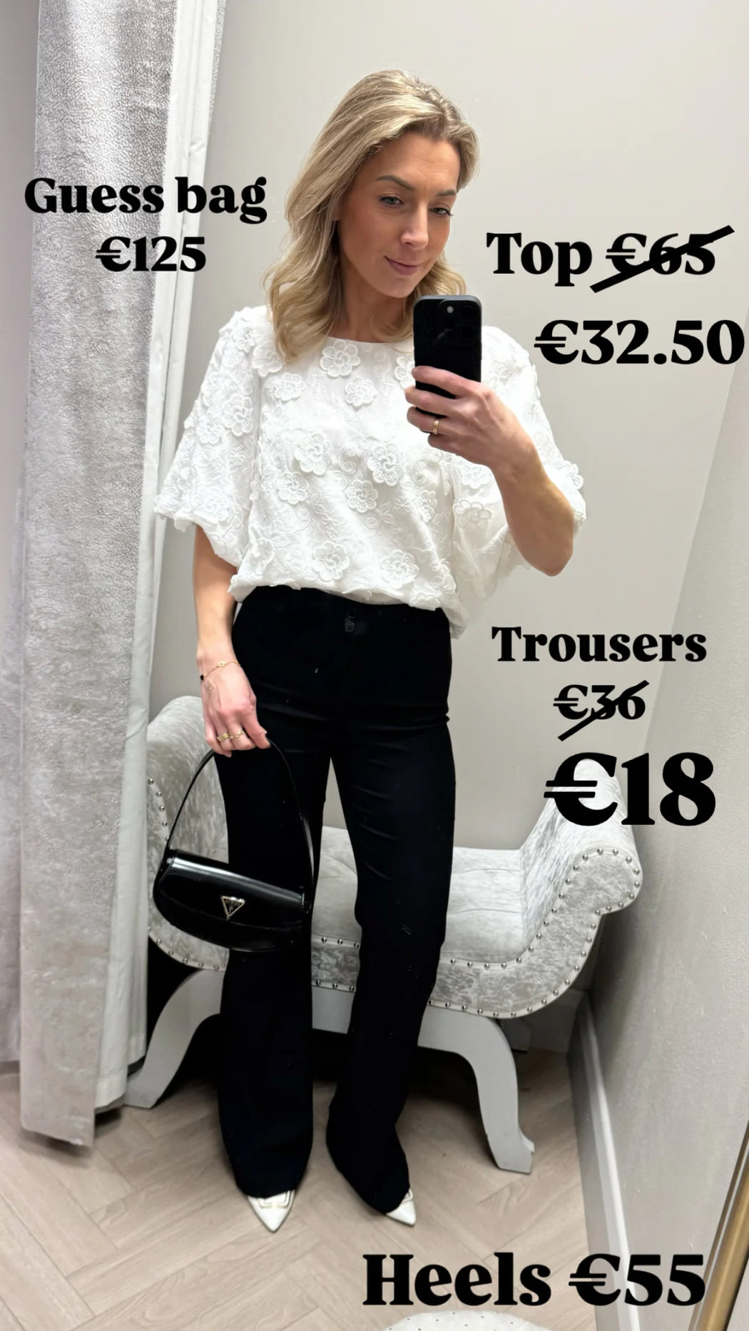Bonnie white floral puff sleeve top