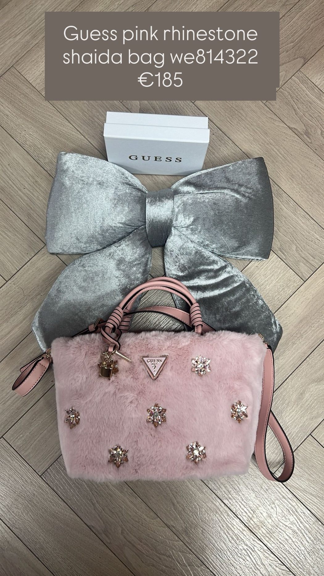 Guess pink rhinestone shaida bag we814322