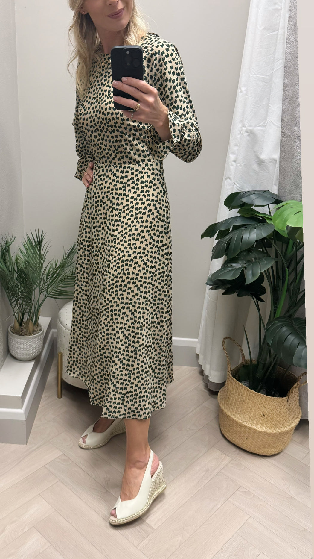 Hush green traffic heart print midi