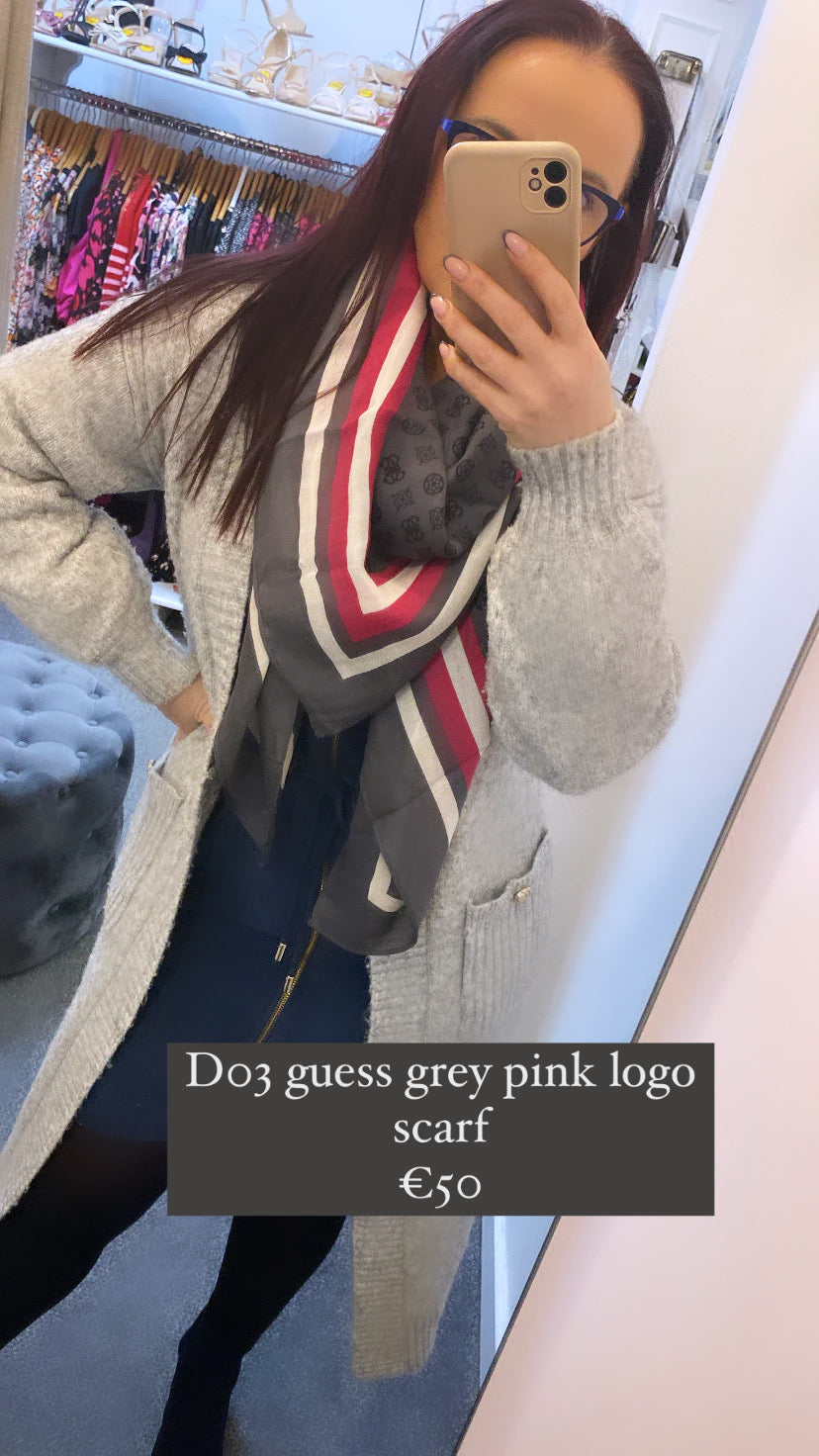 Aw5121mOD03 guess grey pink logo scarf