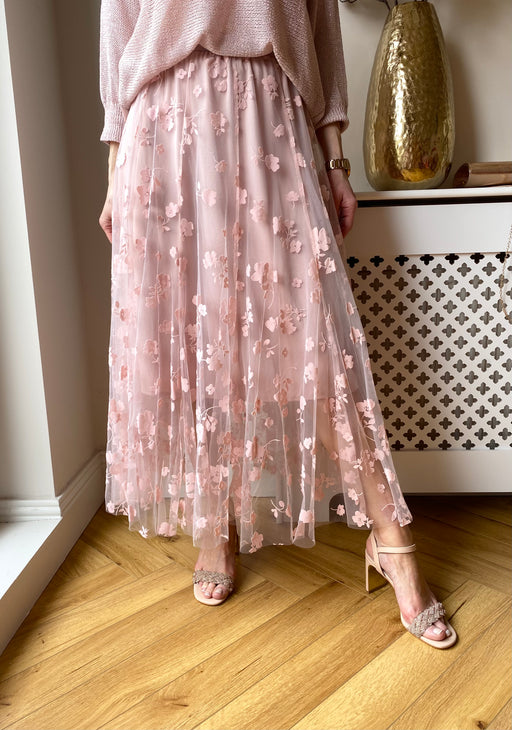 Lucey pink floral tulle skirt