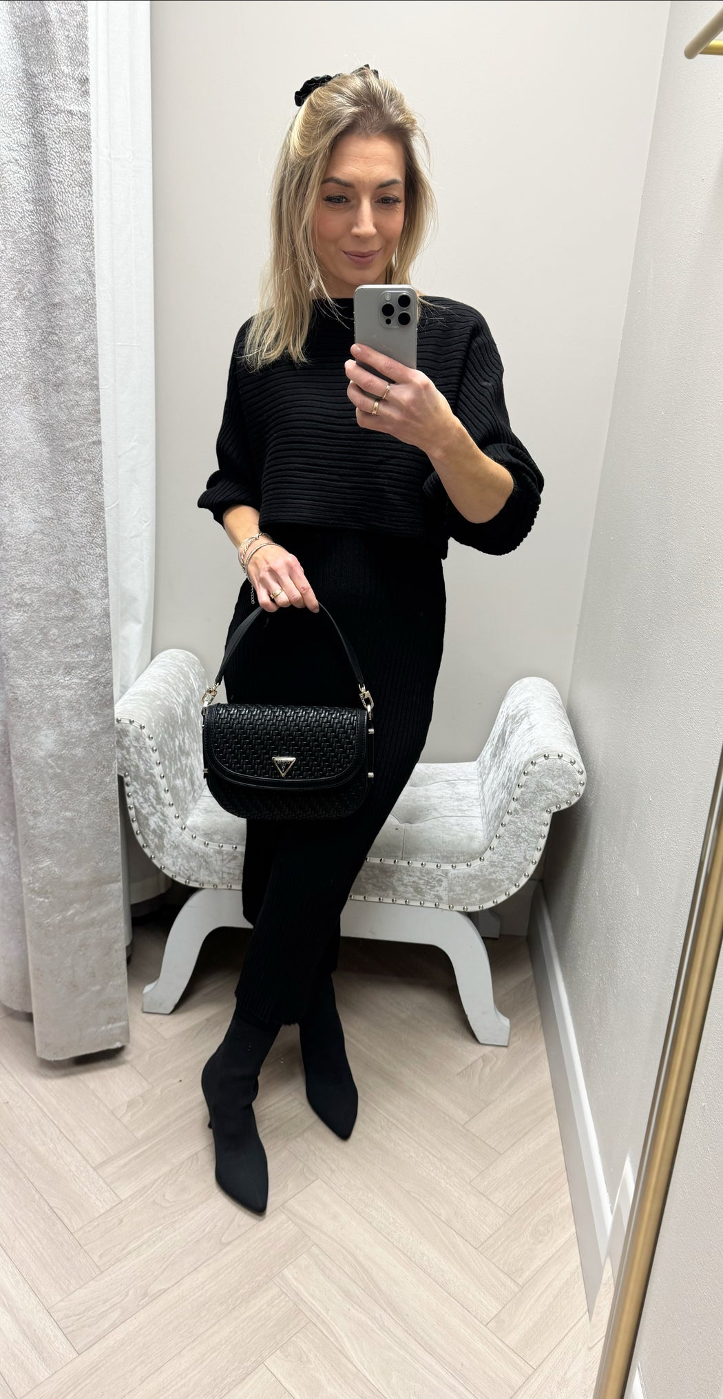 Amelia black knit dress