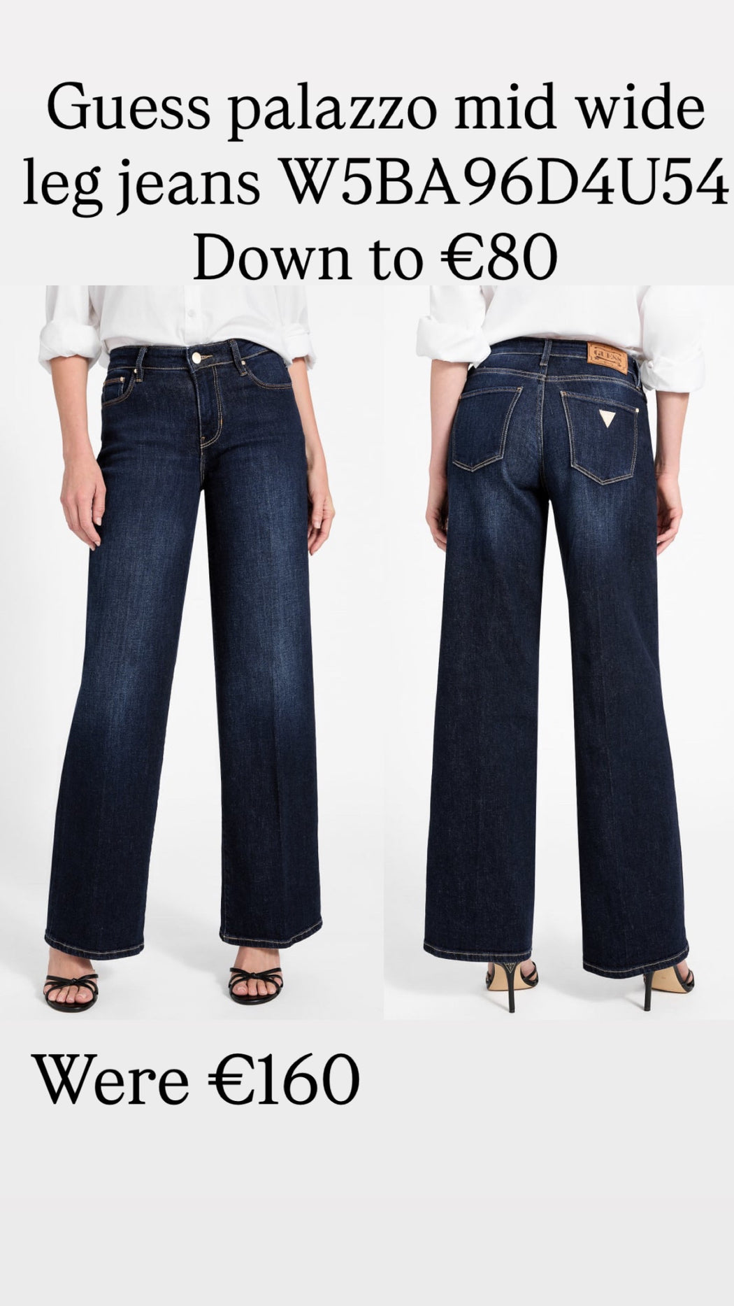 Guess palazzo mid wide leg jeans W5BA96D4U54