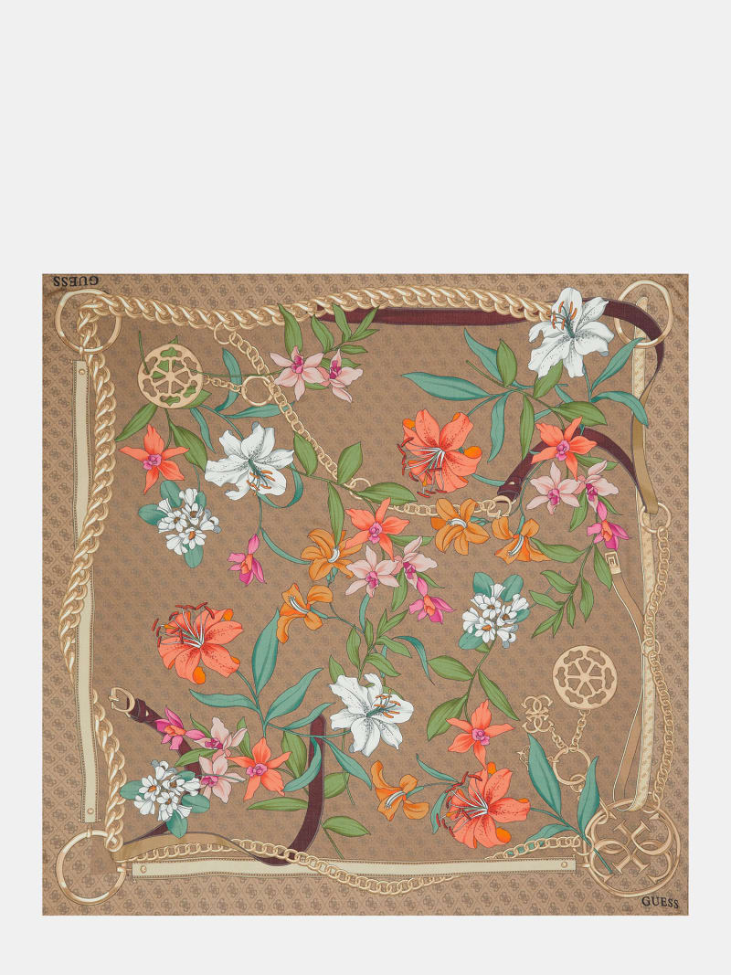 Guess brown 4G Logo Floral Kefiah aw5346pol03-bRO