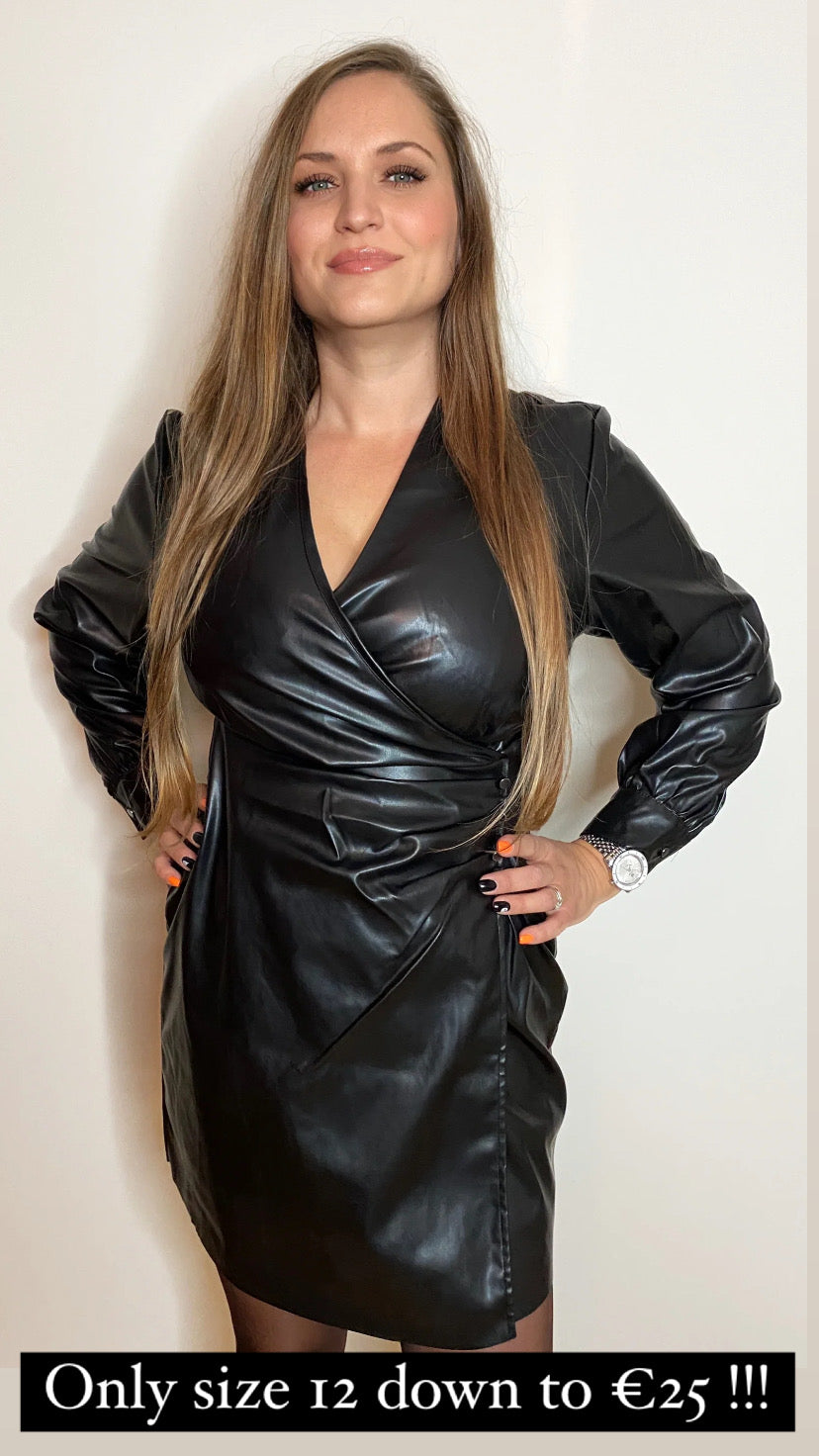 Burrata black leather dress