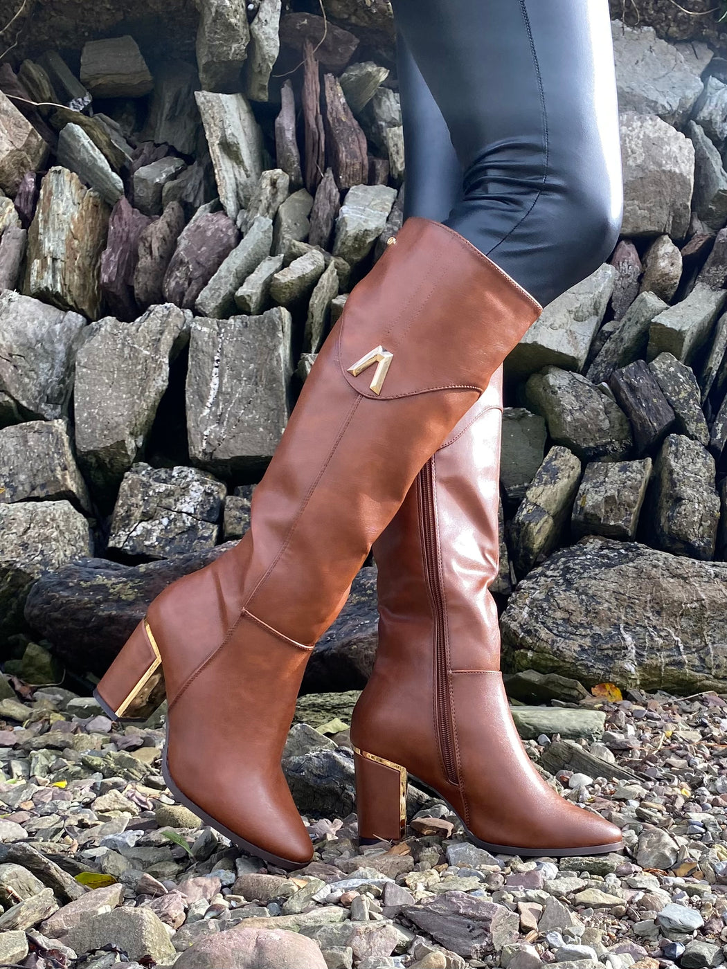 Haffar one driftwood knee high boots