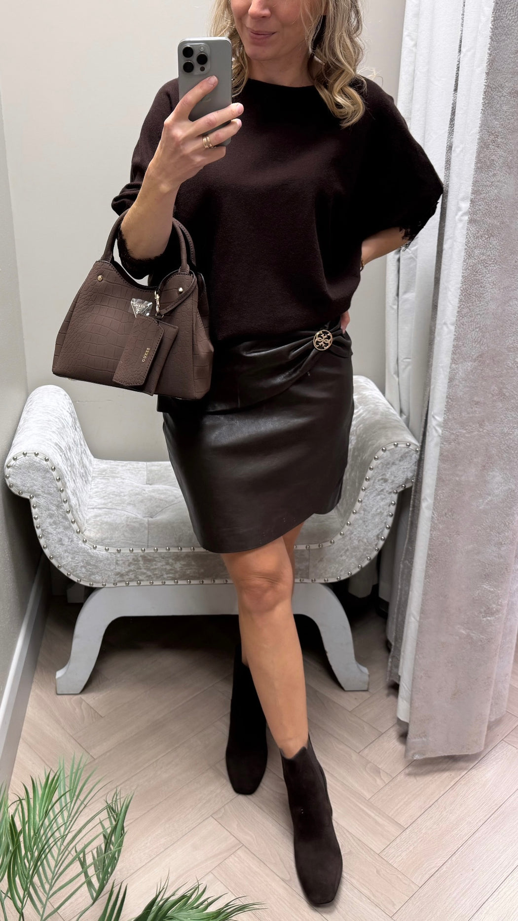 Guess Lucia logo buckle mini skirt