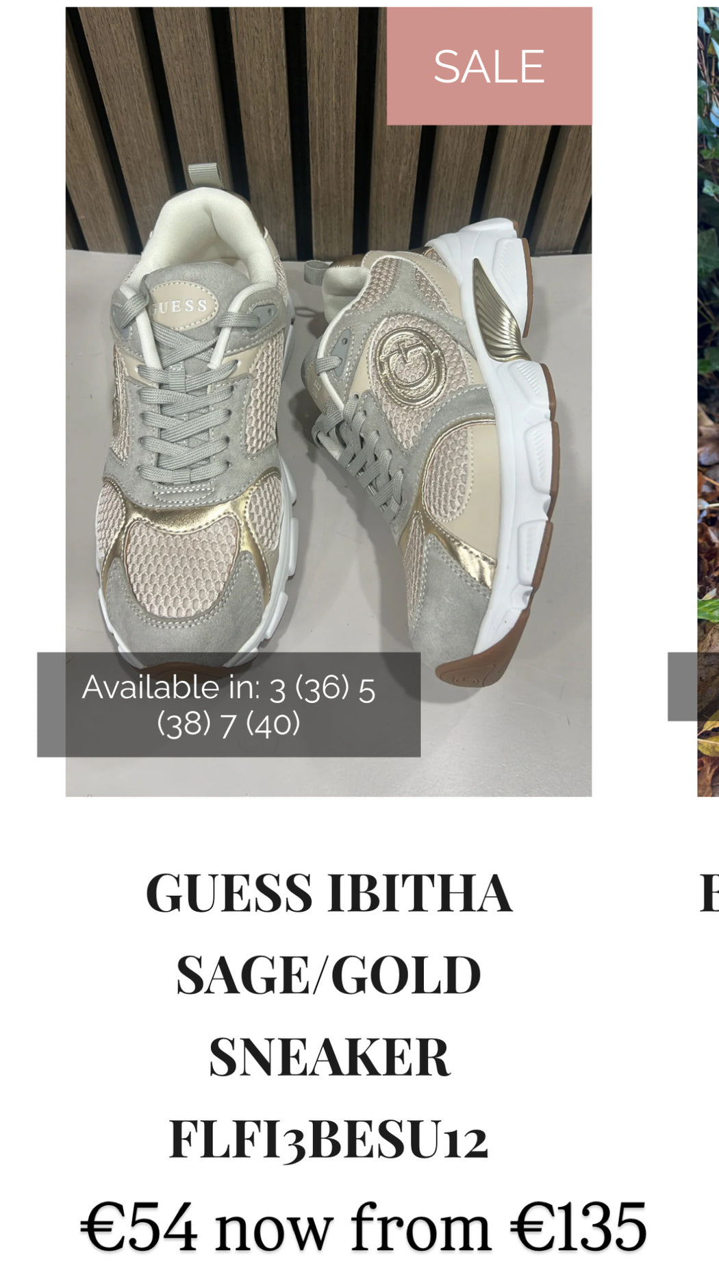 Guess ibitha  sage/gold sneaker  flfi3besu12