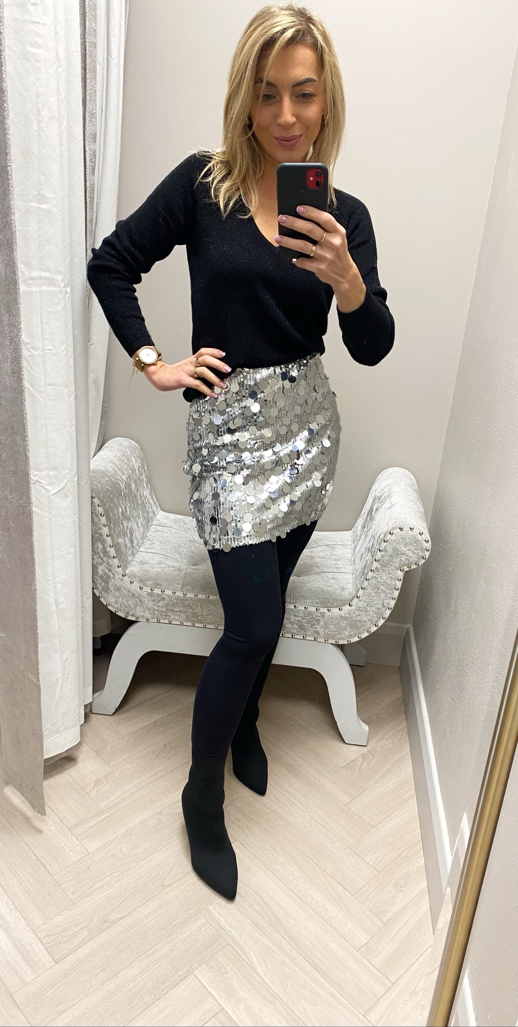 Paco silver sequin skirt