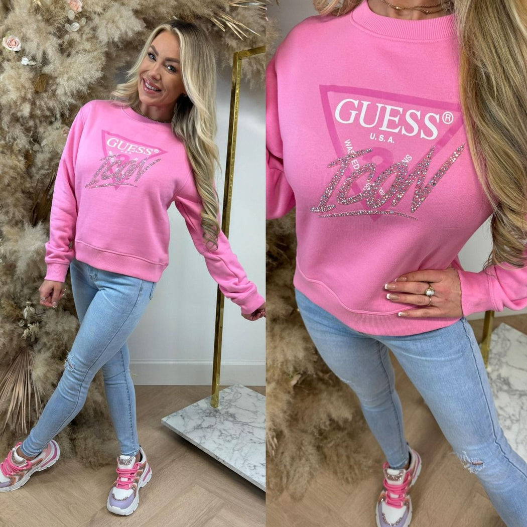 W4RQ96KB681 pink icon guess sweater
