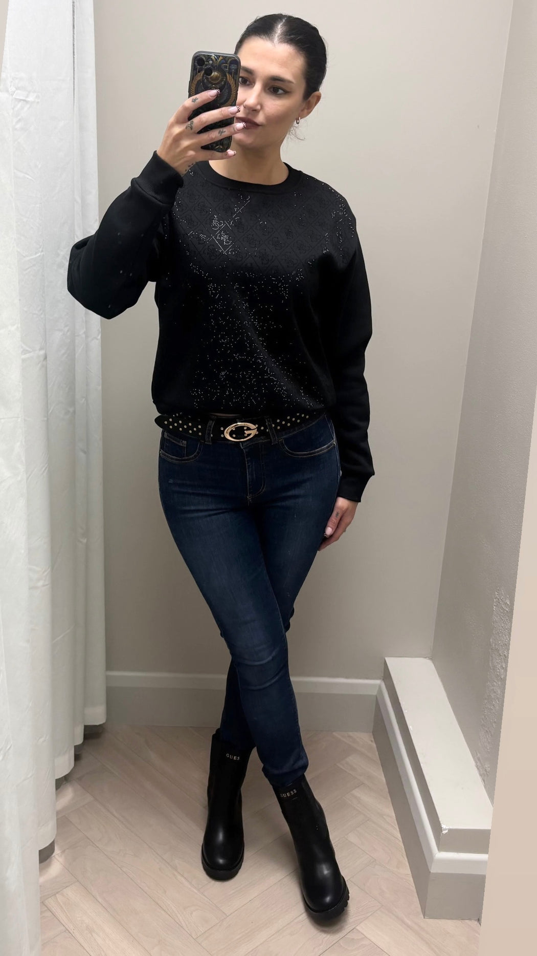 Guess black all over logo sweater w6bq14k6060