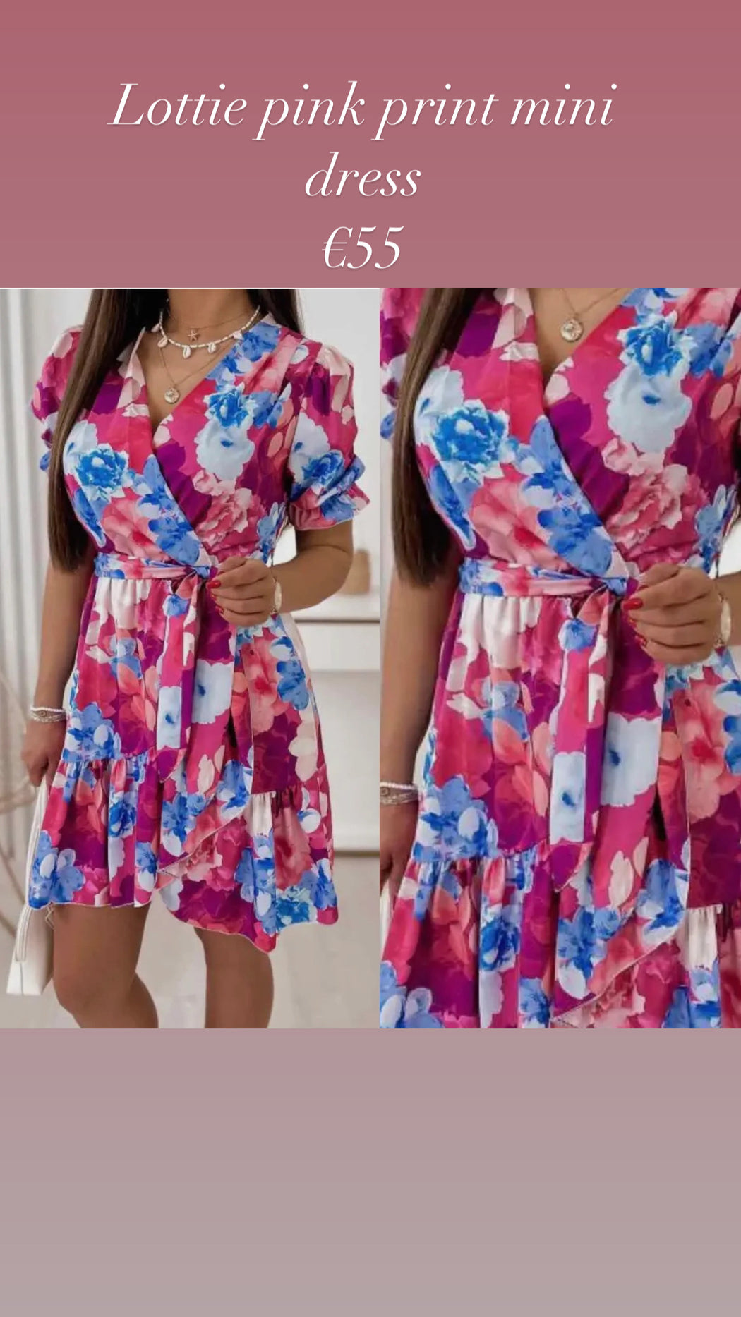 Lottie pink print mini dress