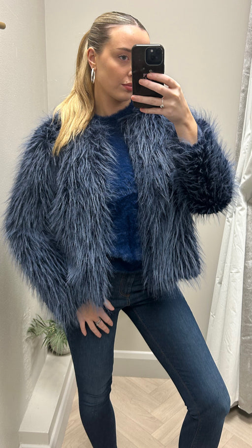 Mula navy  faux fur jacket