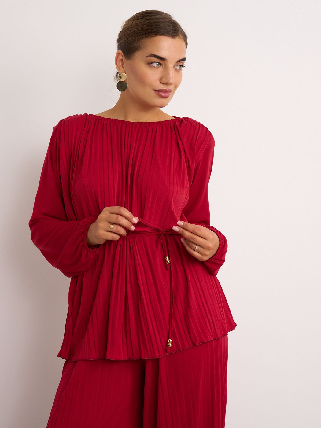 Wine pleated co ord set