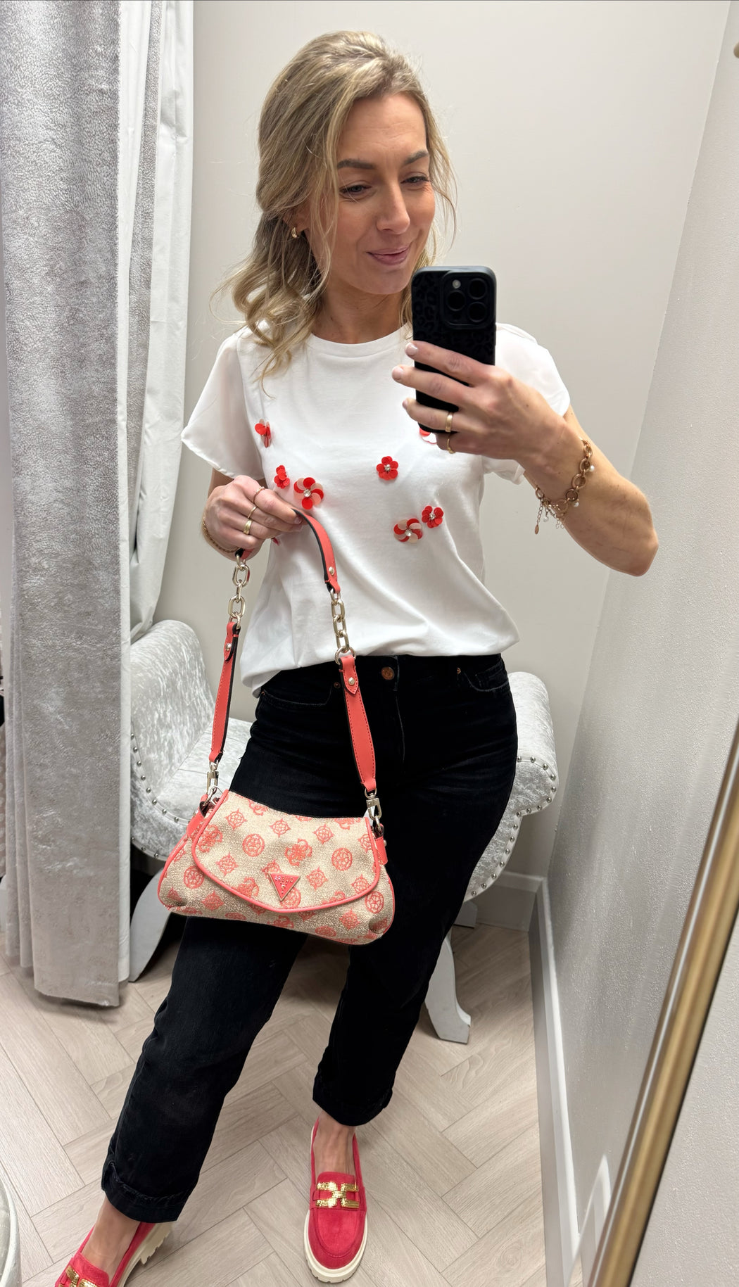 Guess coral red logo beyza shoulder bag JG962719