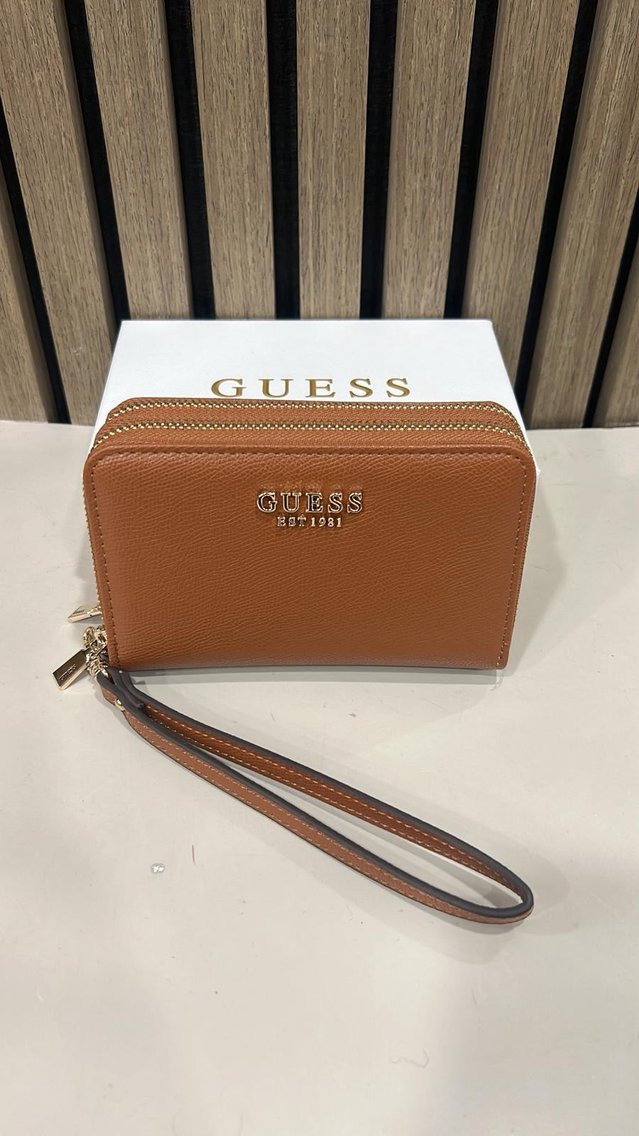 Bg7898164 guess double zip cognac amorette wallet