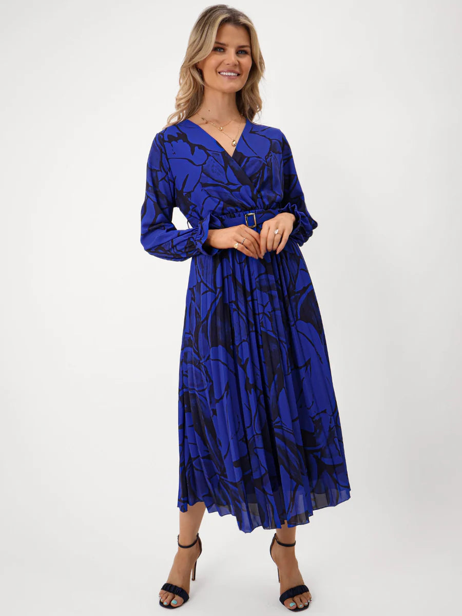 Positano royal blue print midi