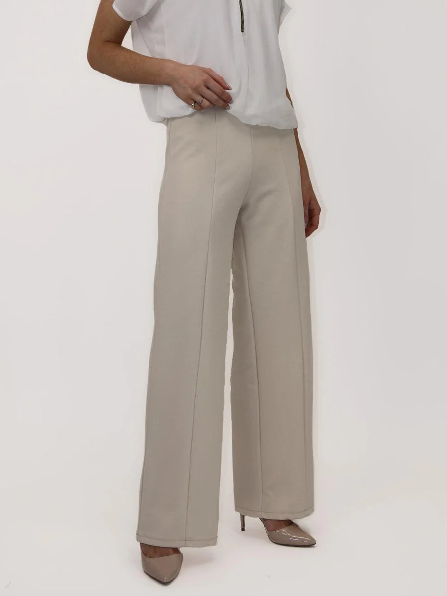 Lulu beige elasticated high waist trousers