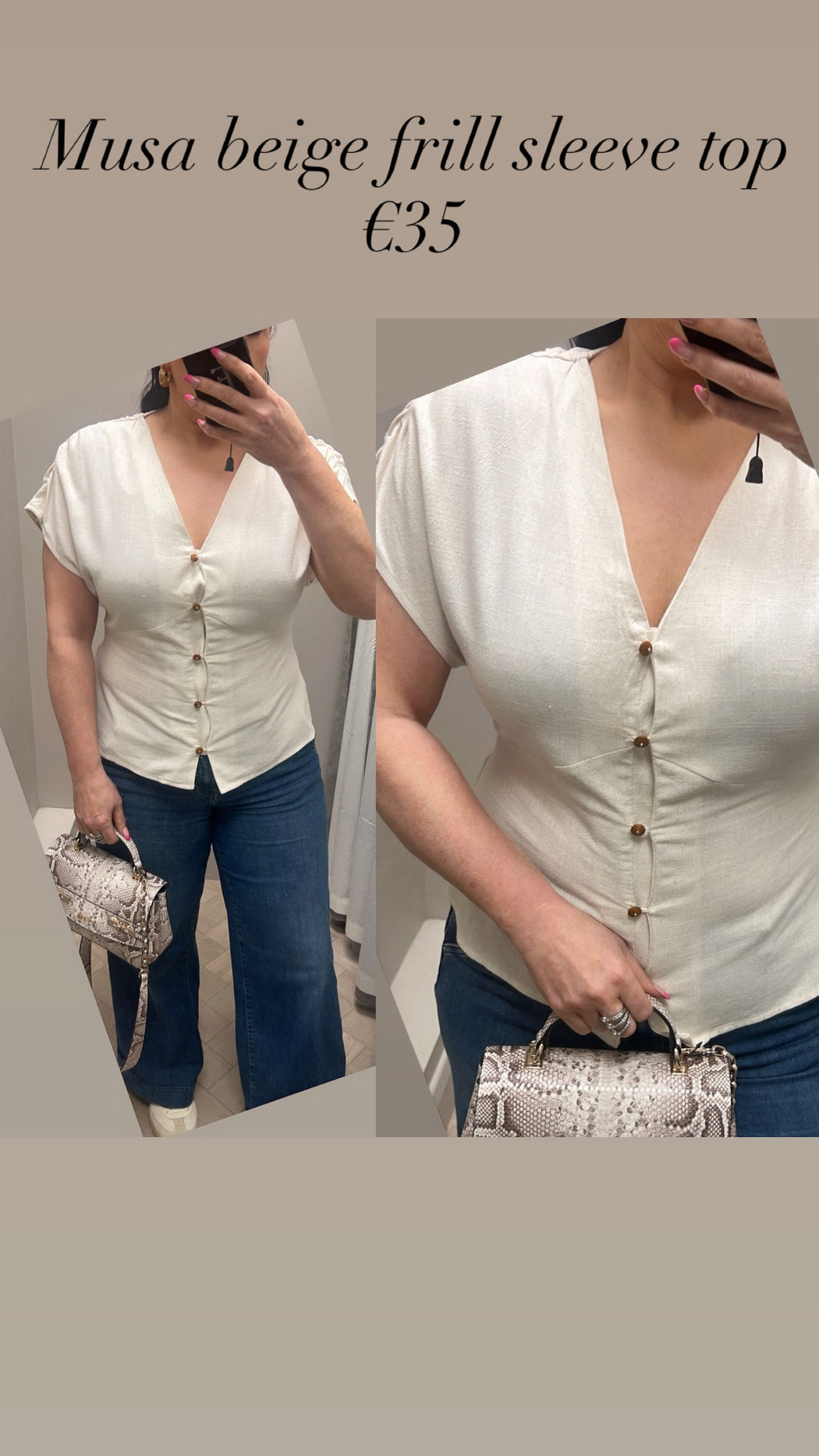 Musa beige frill sleeve top