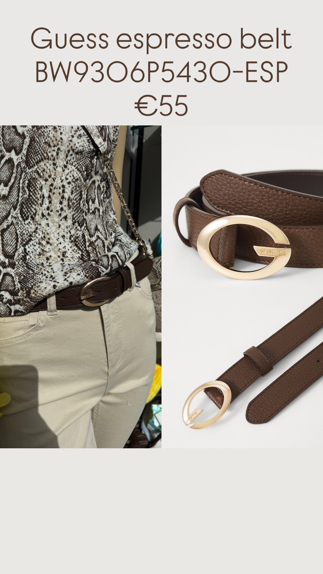 Guess espresso belt BW9306P5430-ESP