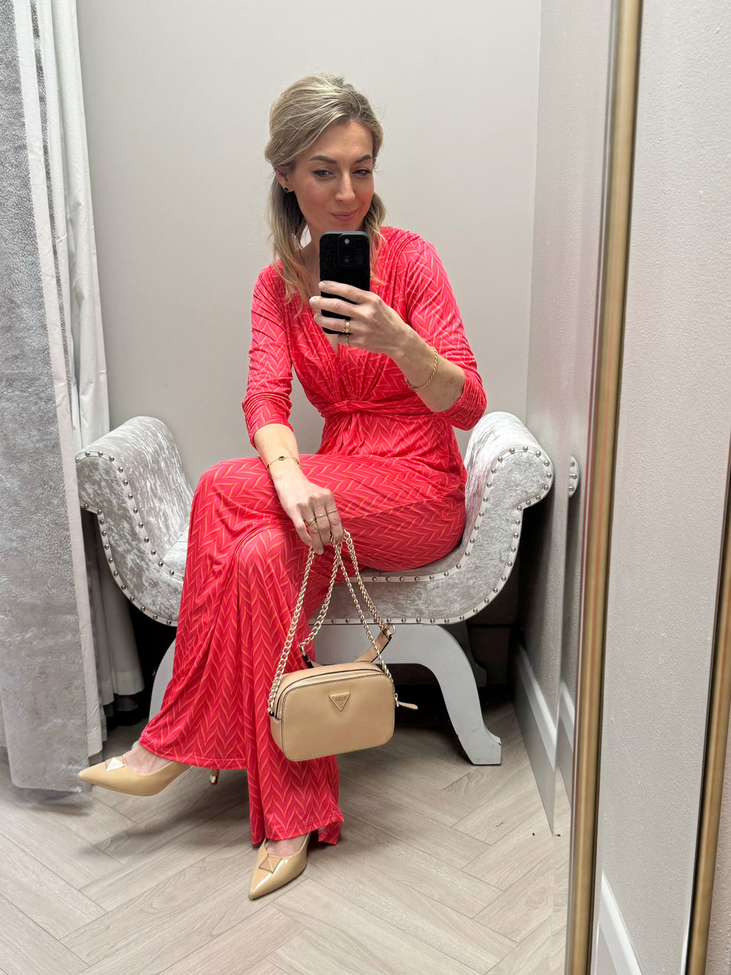 CORAL PRINT SOPHIA JUMPSUIT
