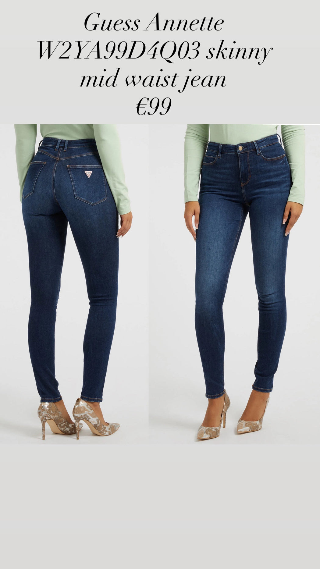 Guess Annette W2YA99D4Q03 skinny mid waist jean