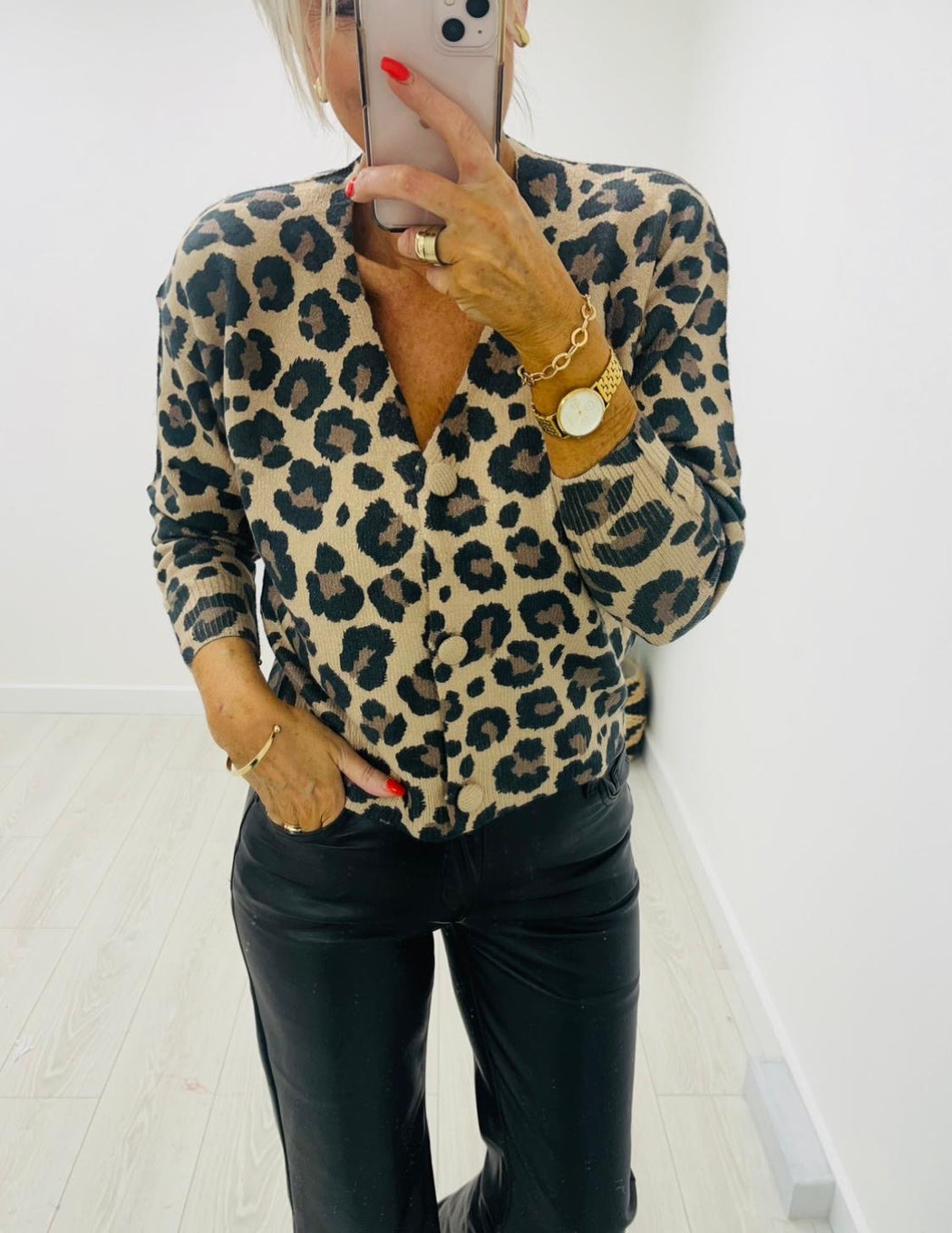 Camel Finn leopard Cardi