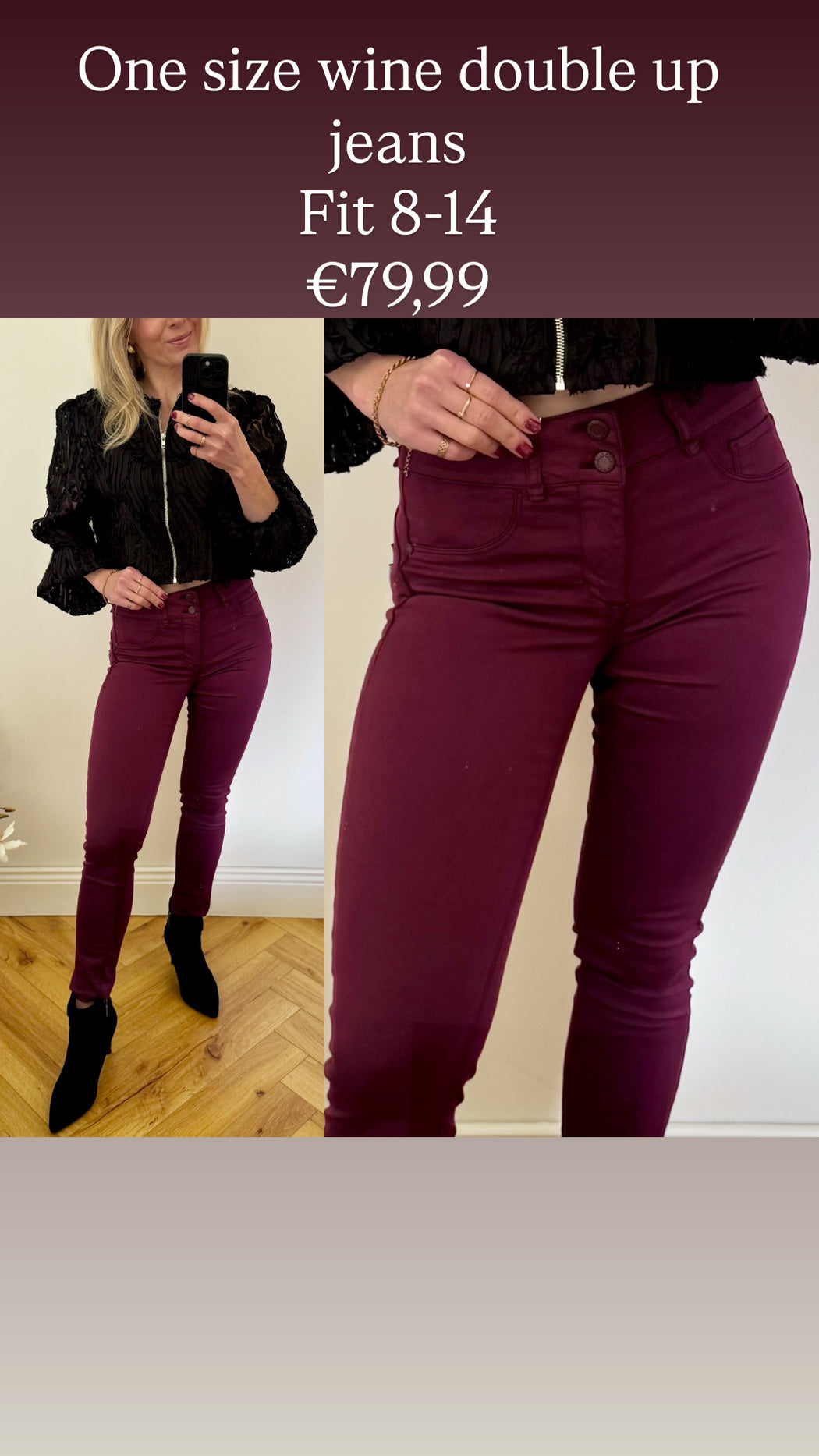 One size wine double up jeans