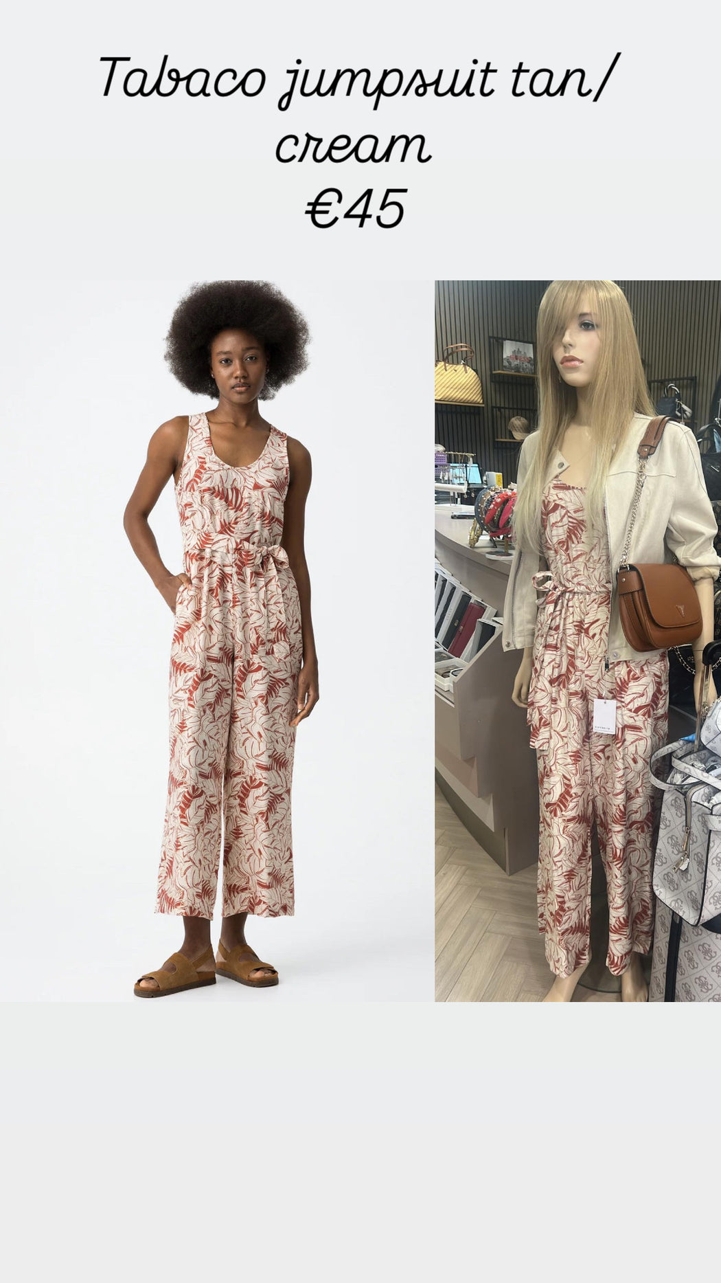 Tabaco jumpsuit tan/cream