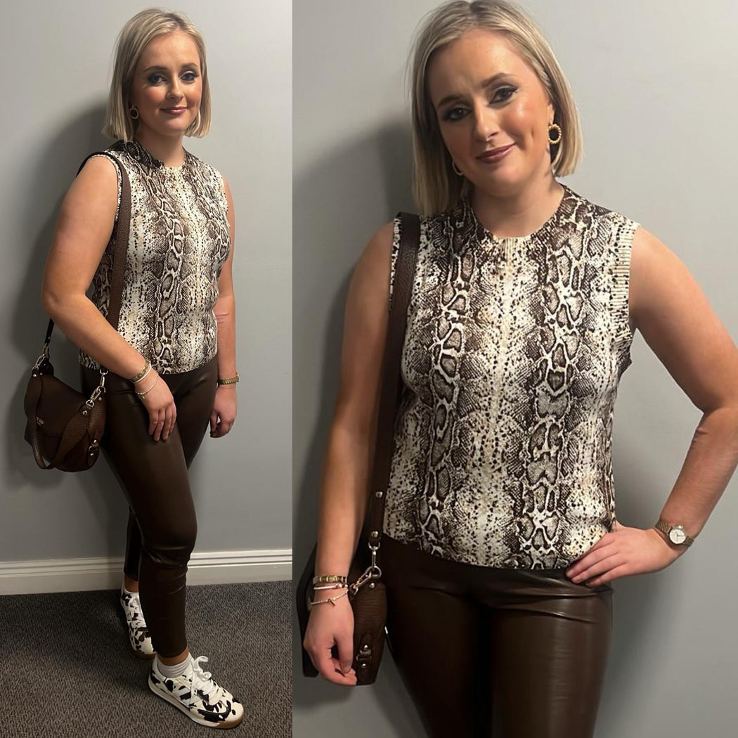 Sonyah leopard print sleeveless knit