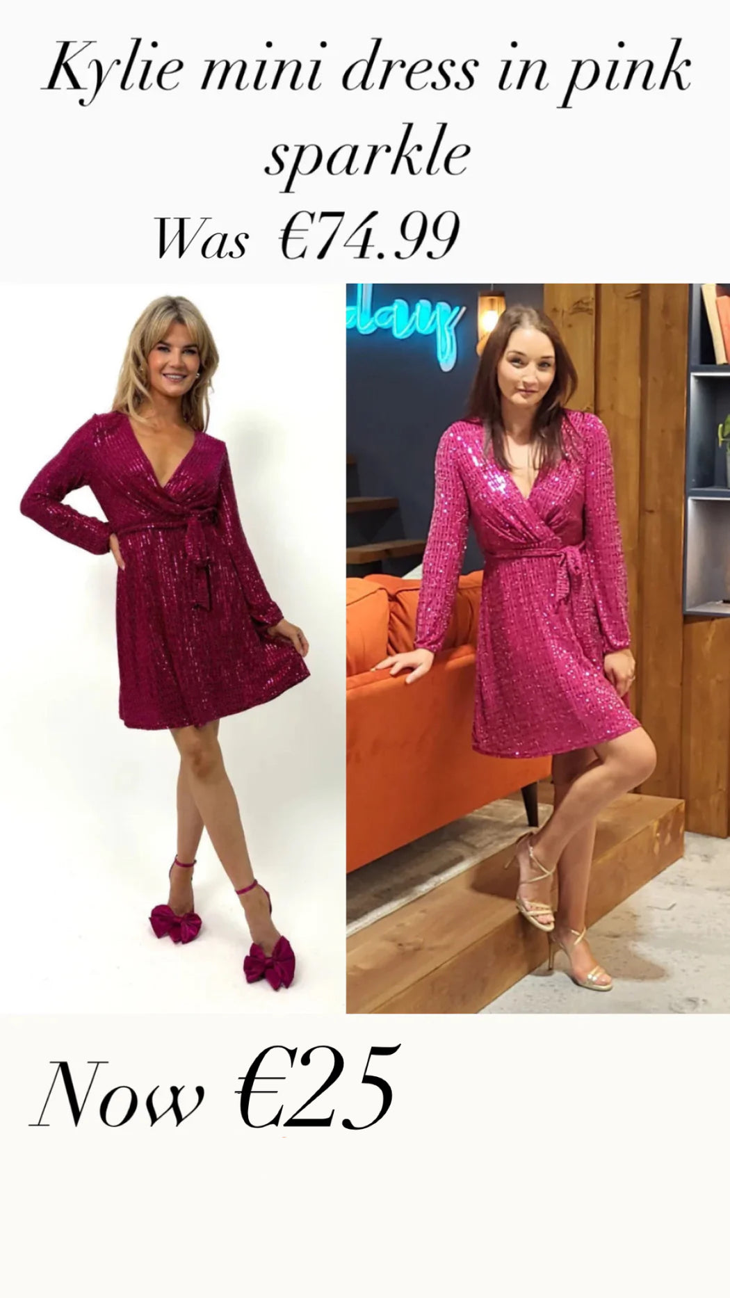 Kylie mini dress in pink sparkle
