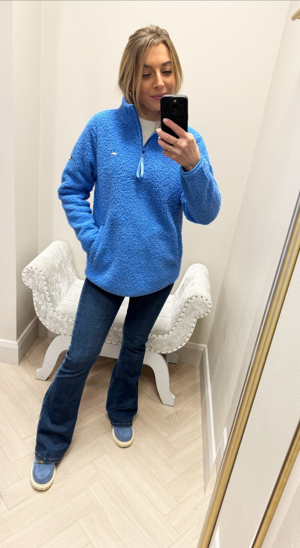 April Half Zip Cornflour Blue