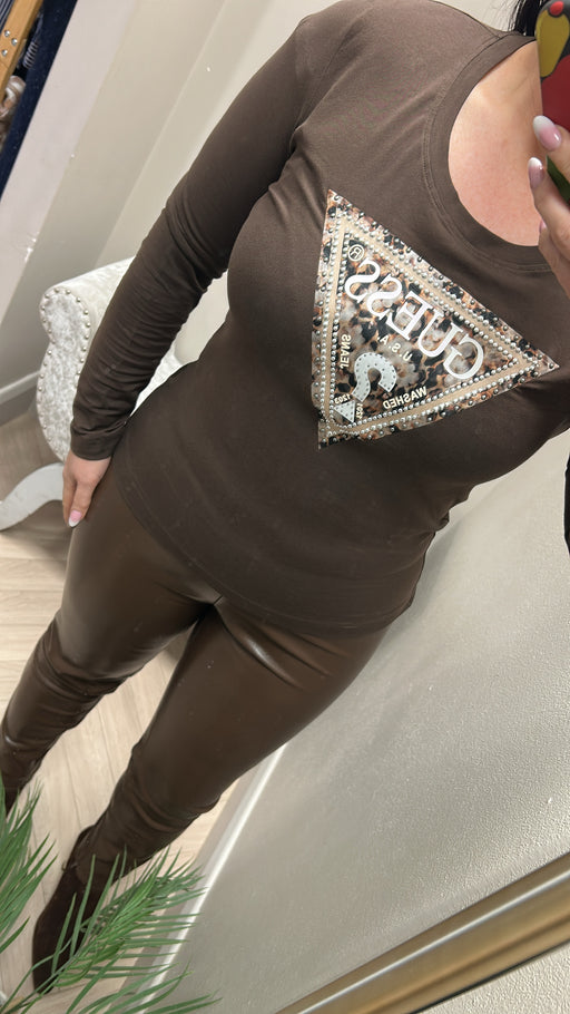 Guess brown long sleeved top w6r133j1314-GIEA
