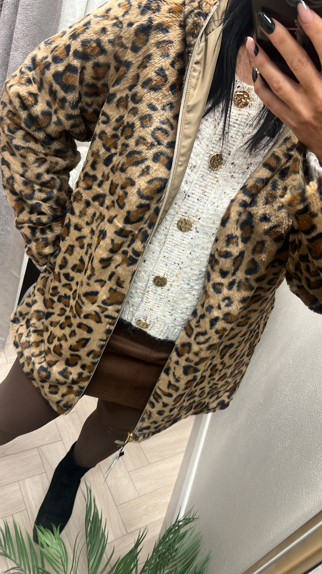 Rocky beige leopard reversible jacket