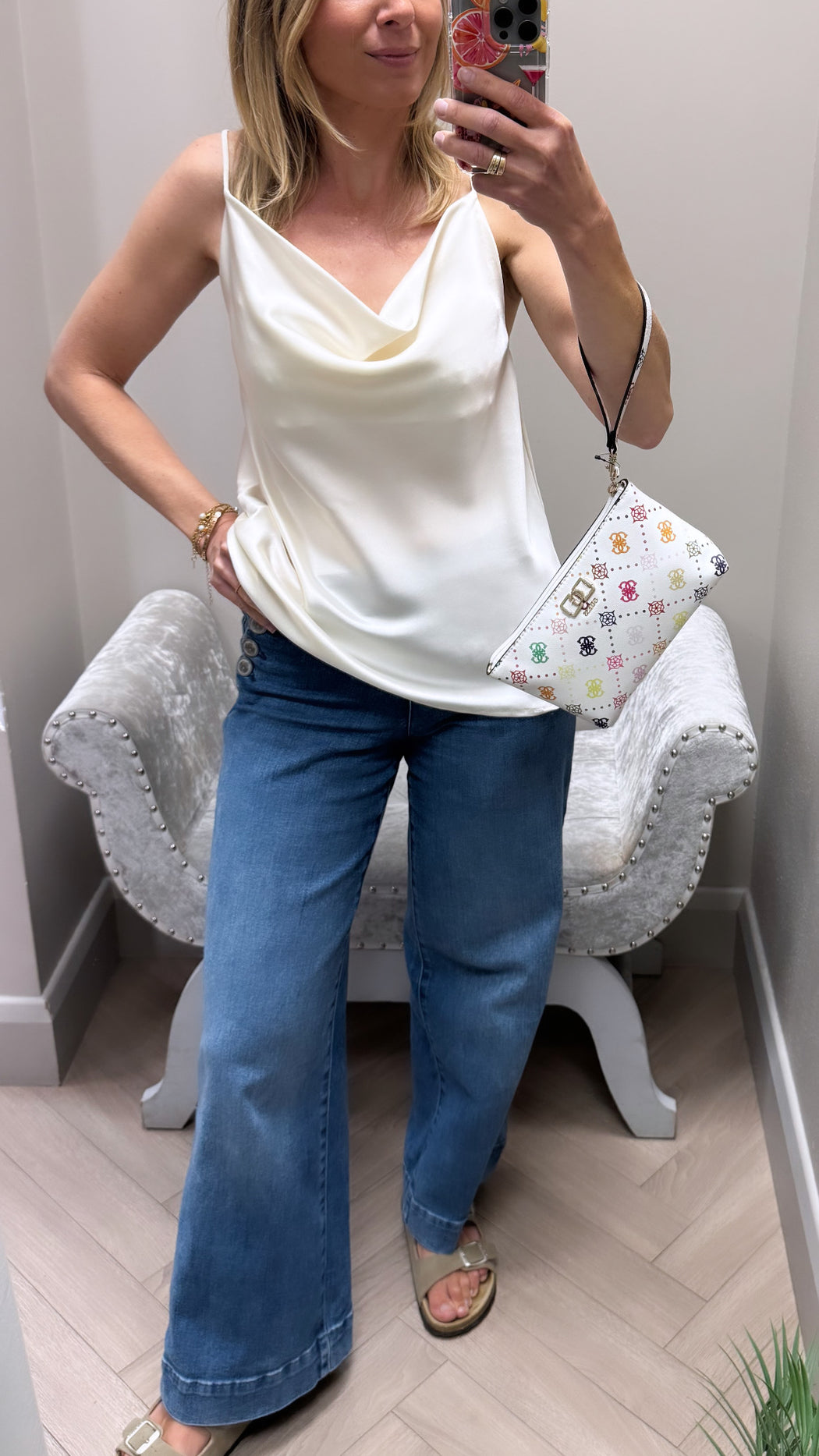 Burro cream azalea satin cami top