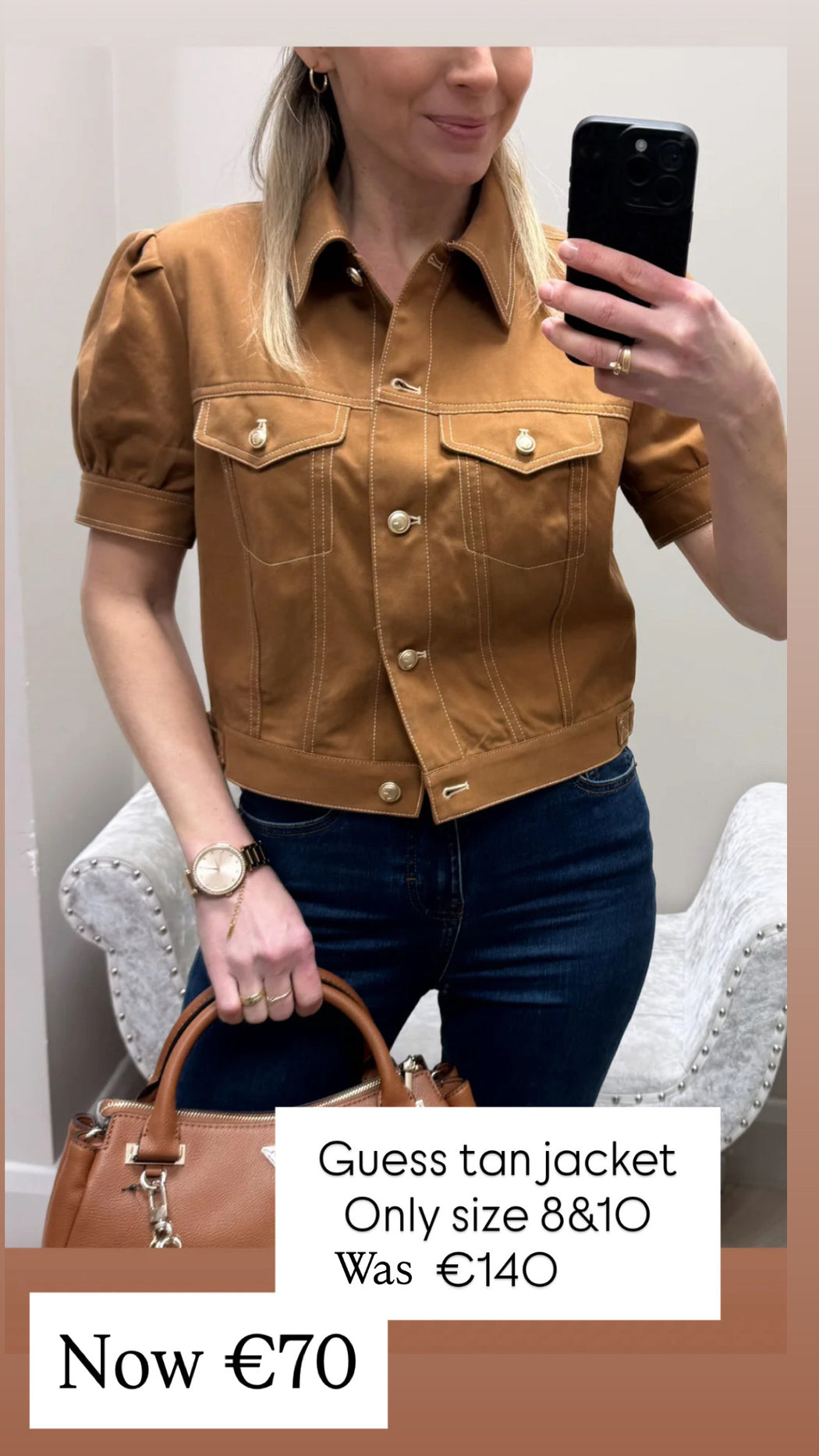 Guess tan jacket w6gl08w1804