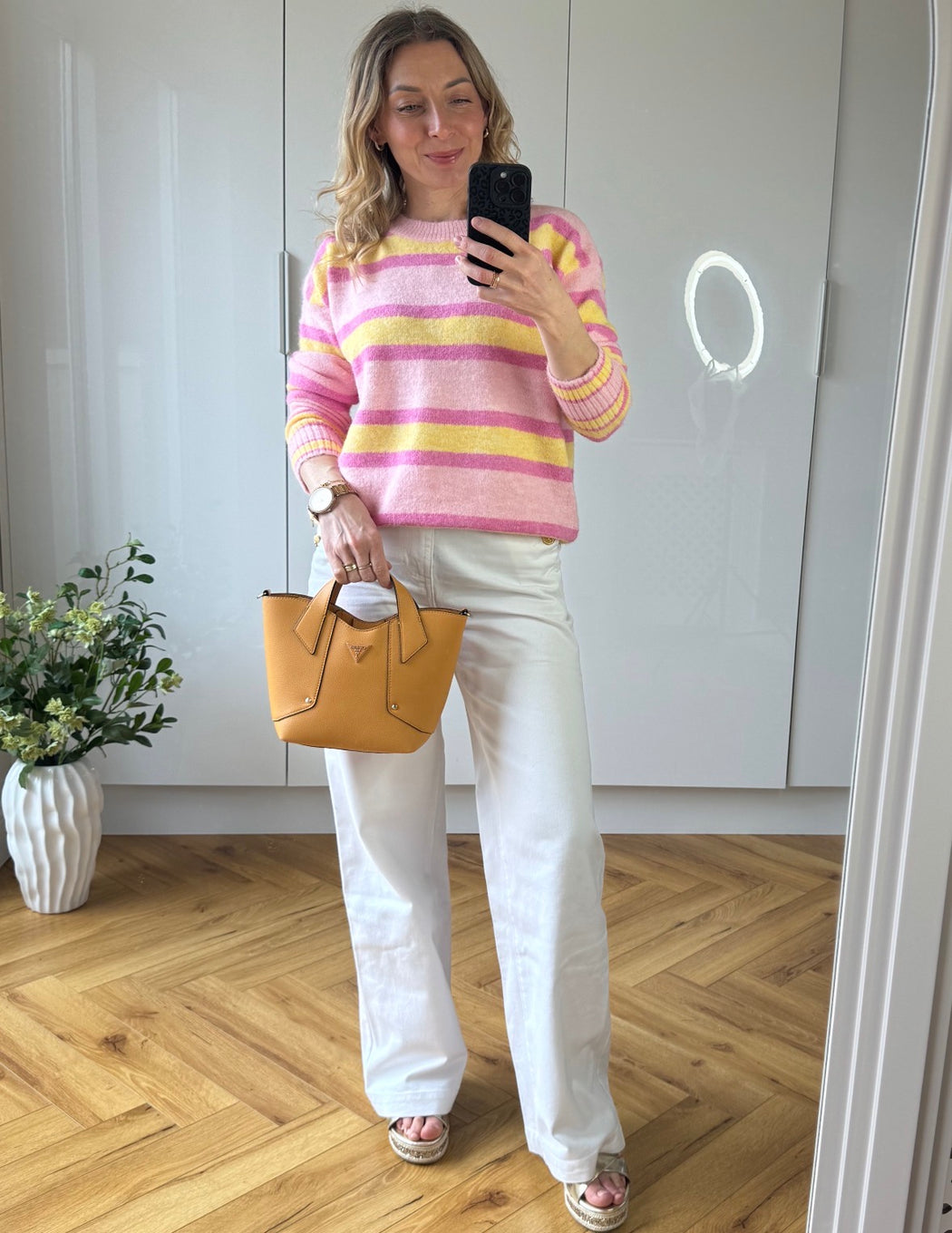 Anita pink stripe knit