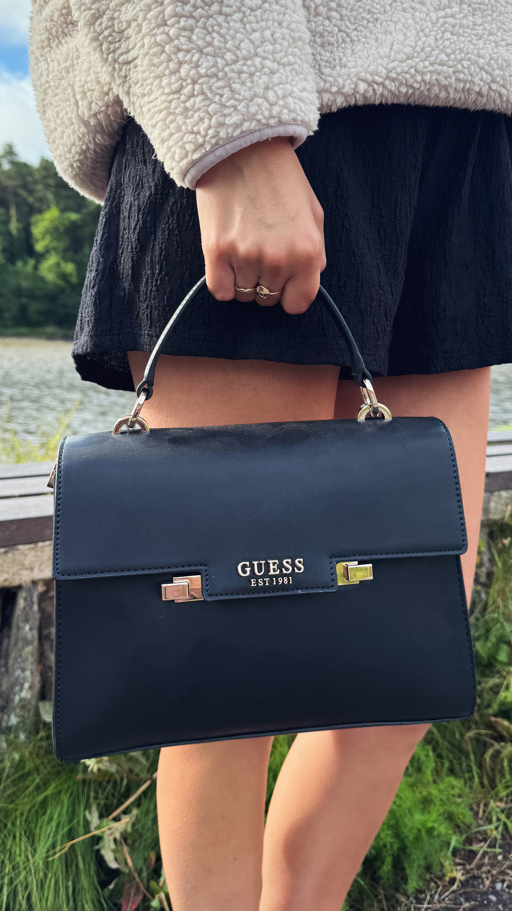 EVG964120 black eco aldith satchel bag