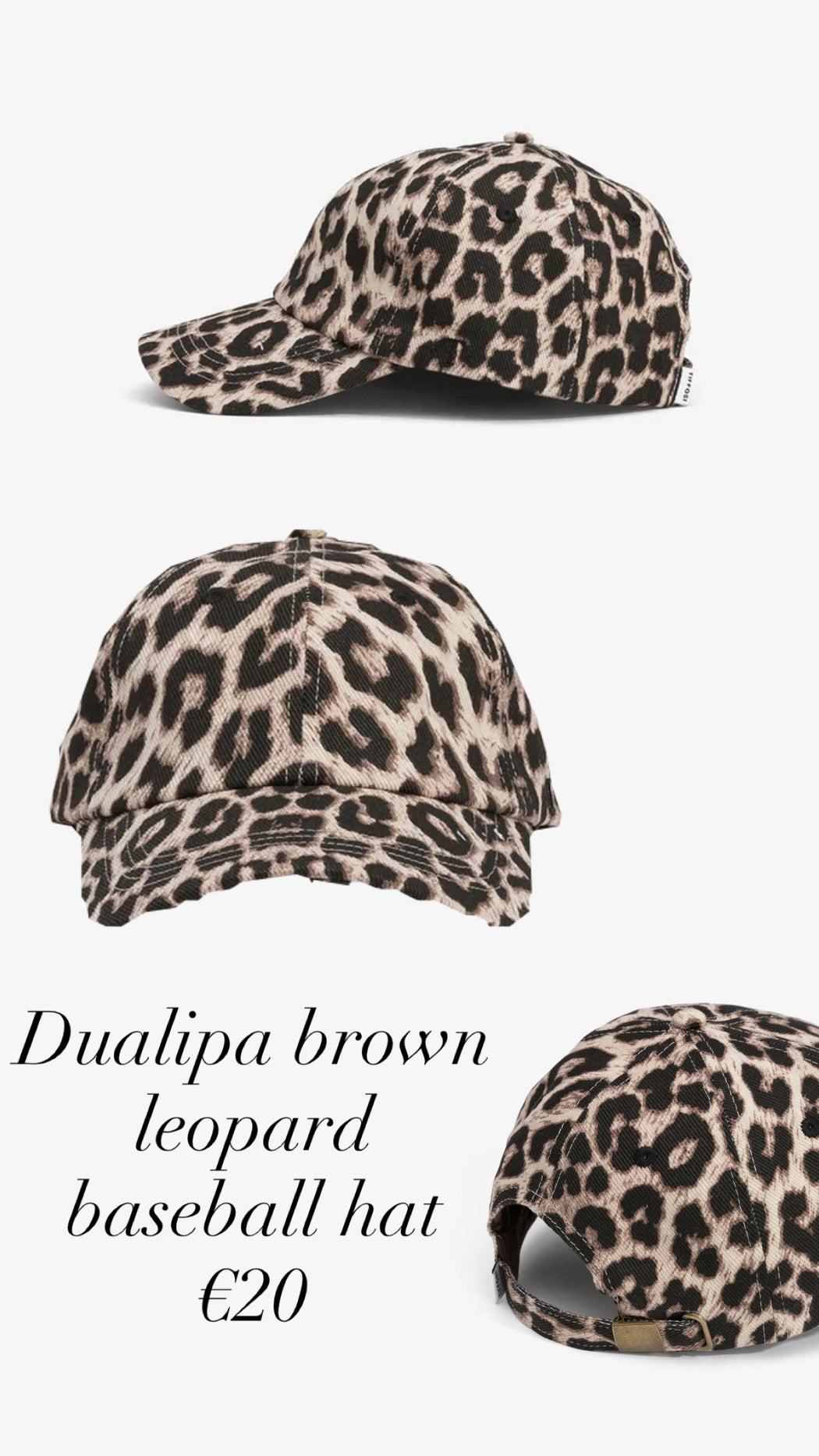 Dualipa brown leopard baseball hat