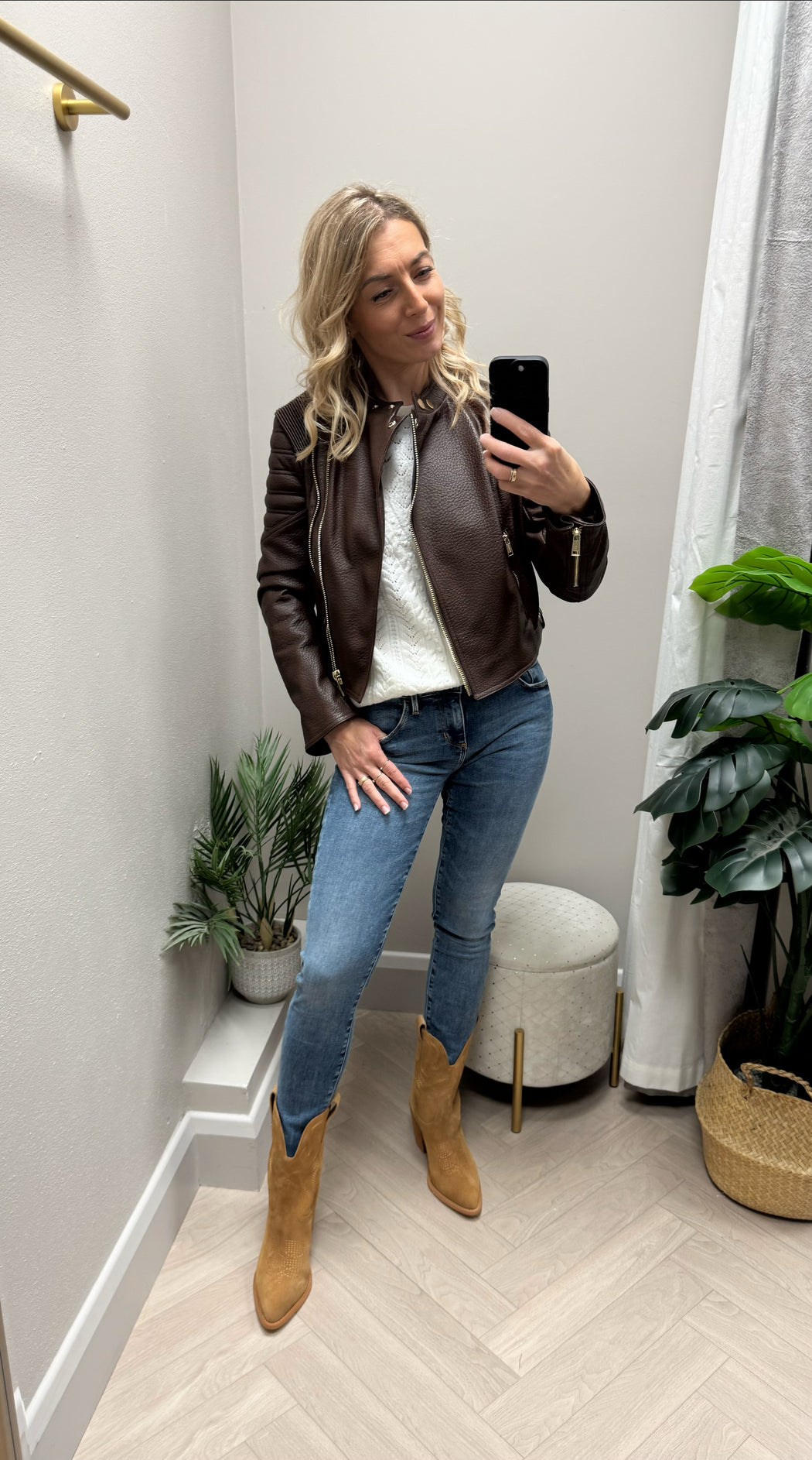 Guess jeannine chocolate brown pu jacket