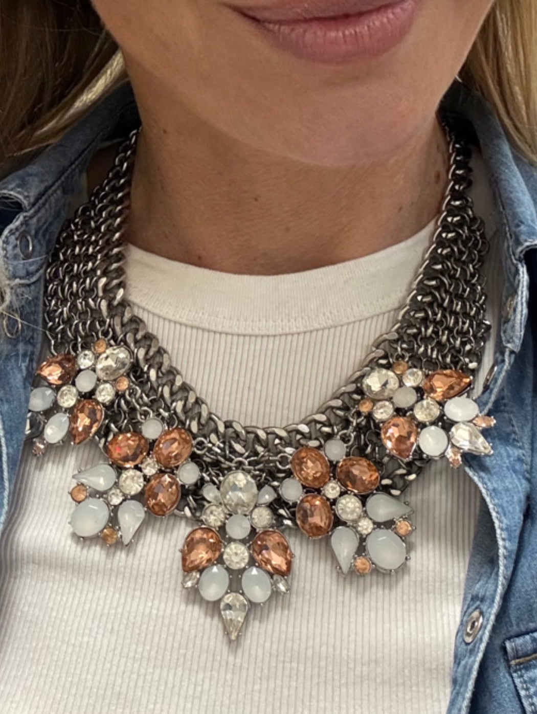 Guess rhinestone statement choker necklace