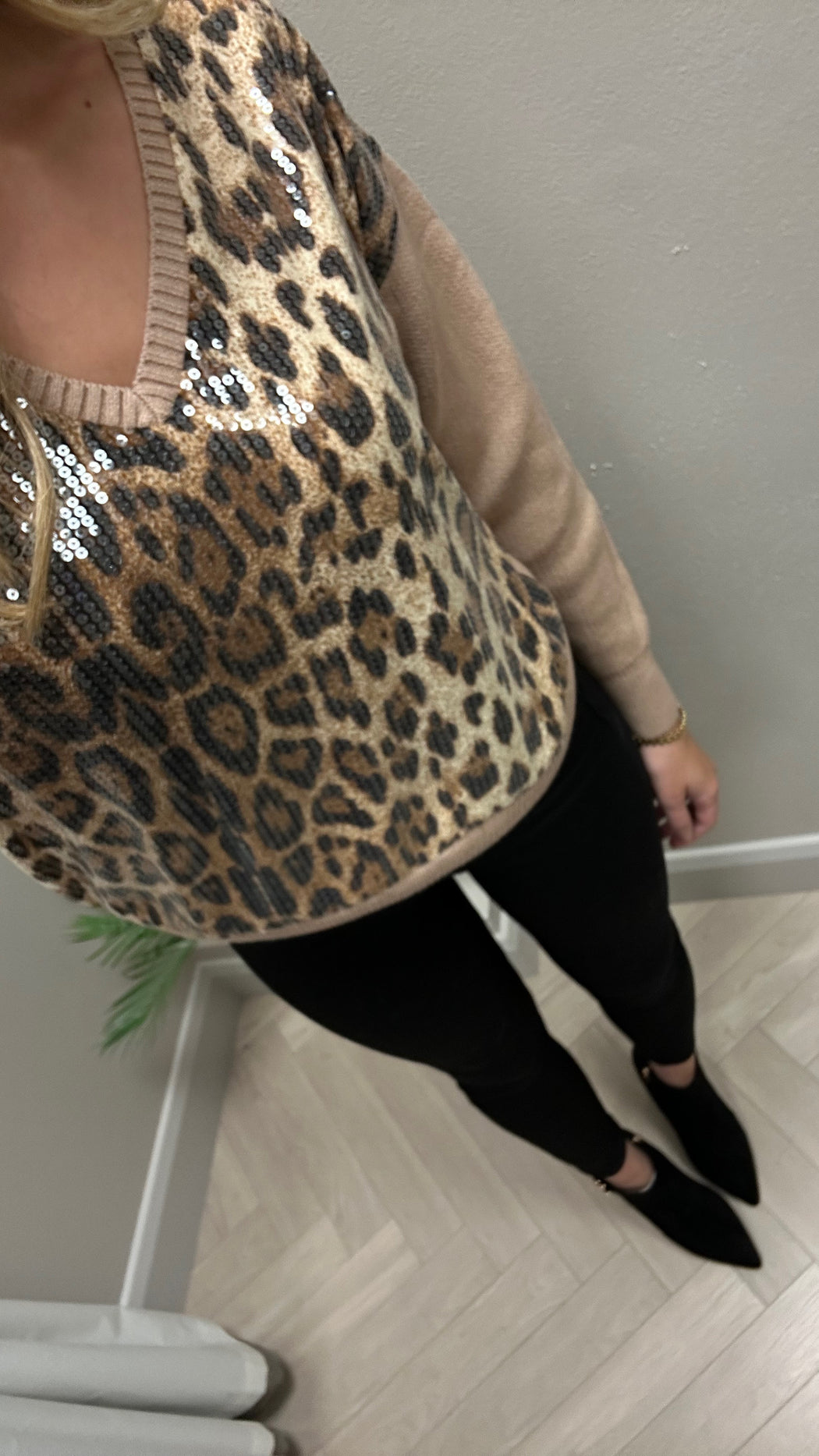 Katie sequin leopard knit