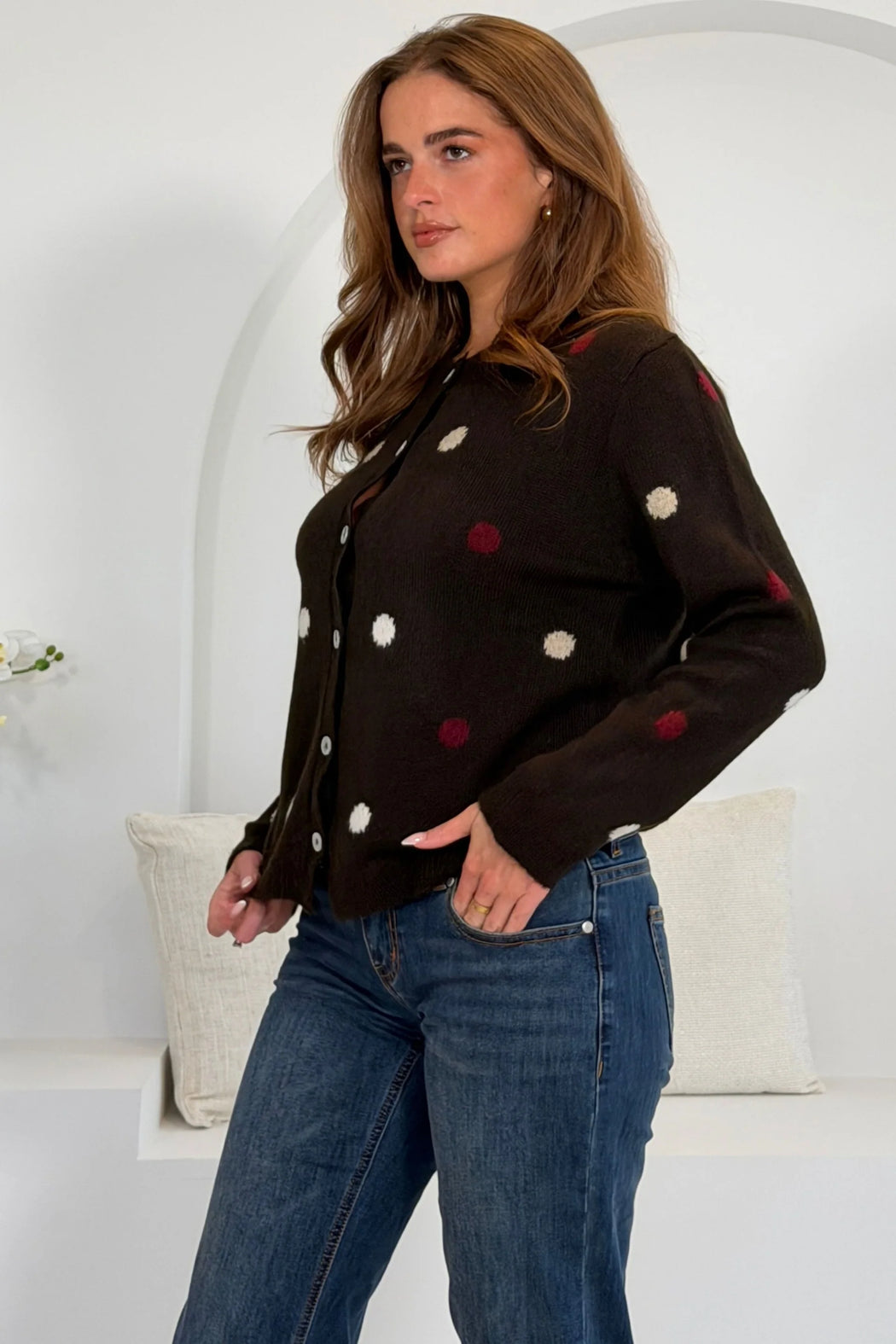 Elizabeth brown Polka cardigan