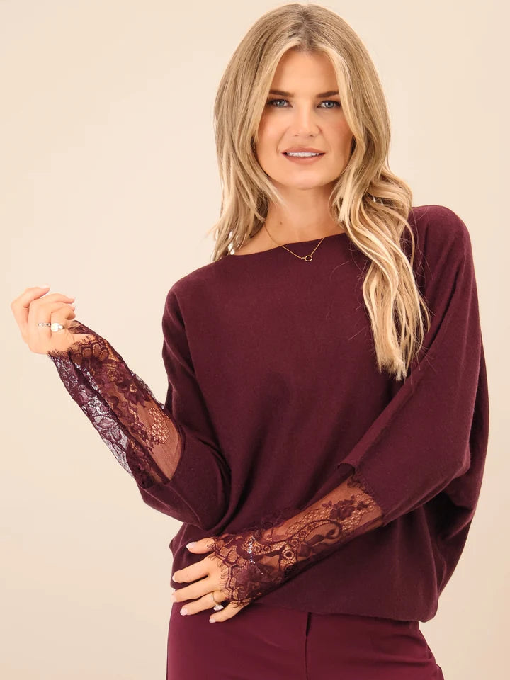 Plum Blakey lace knit jumper